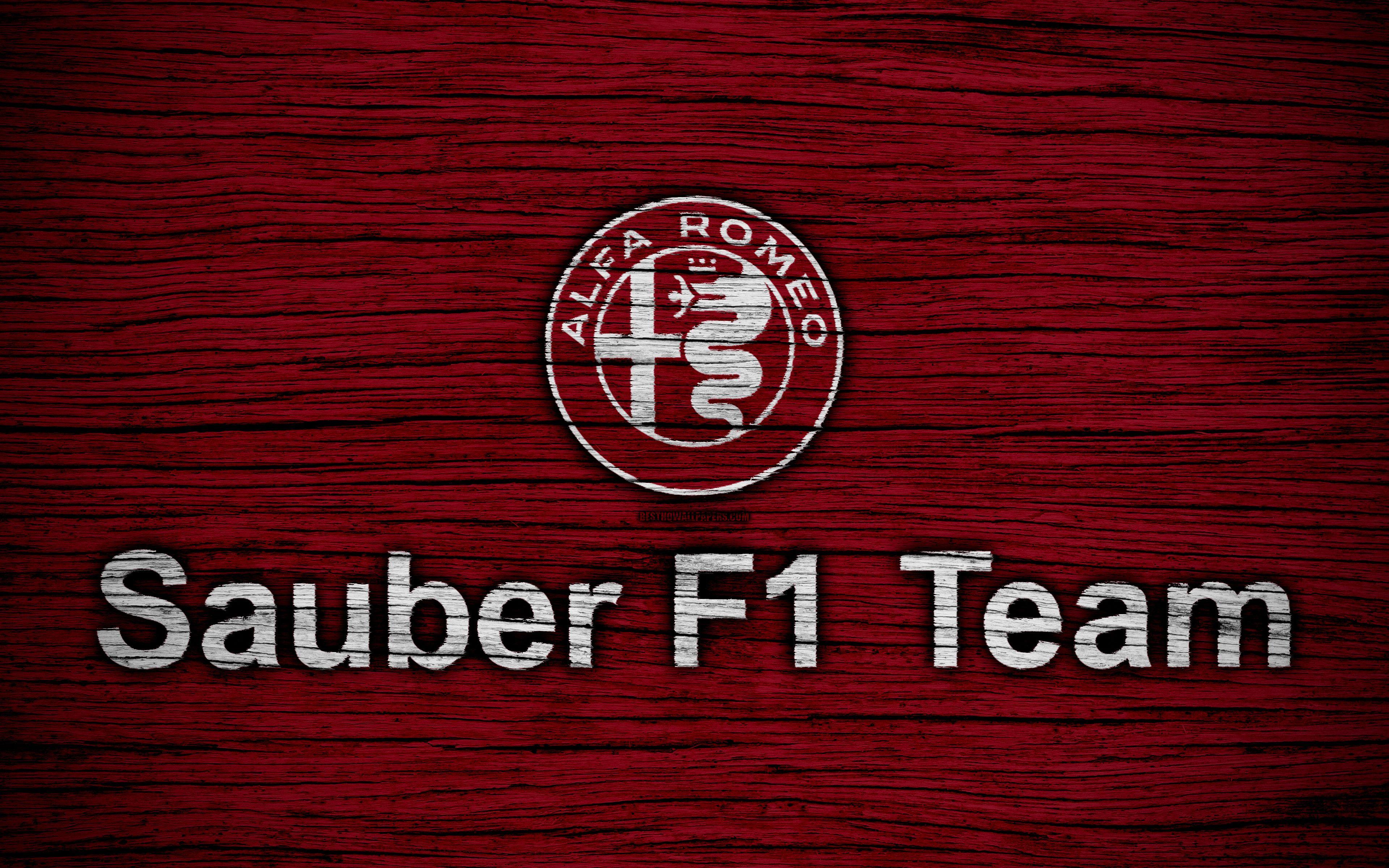 3840x2400 Download wallpaper Alfa Romeo Sauber F1 Team, 4k, logo, F1