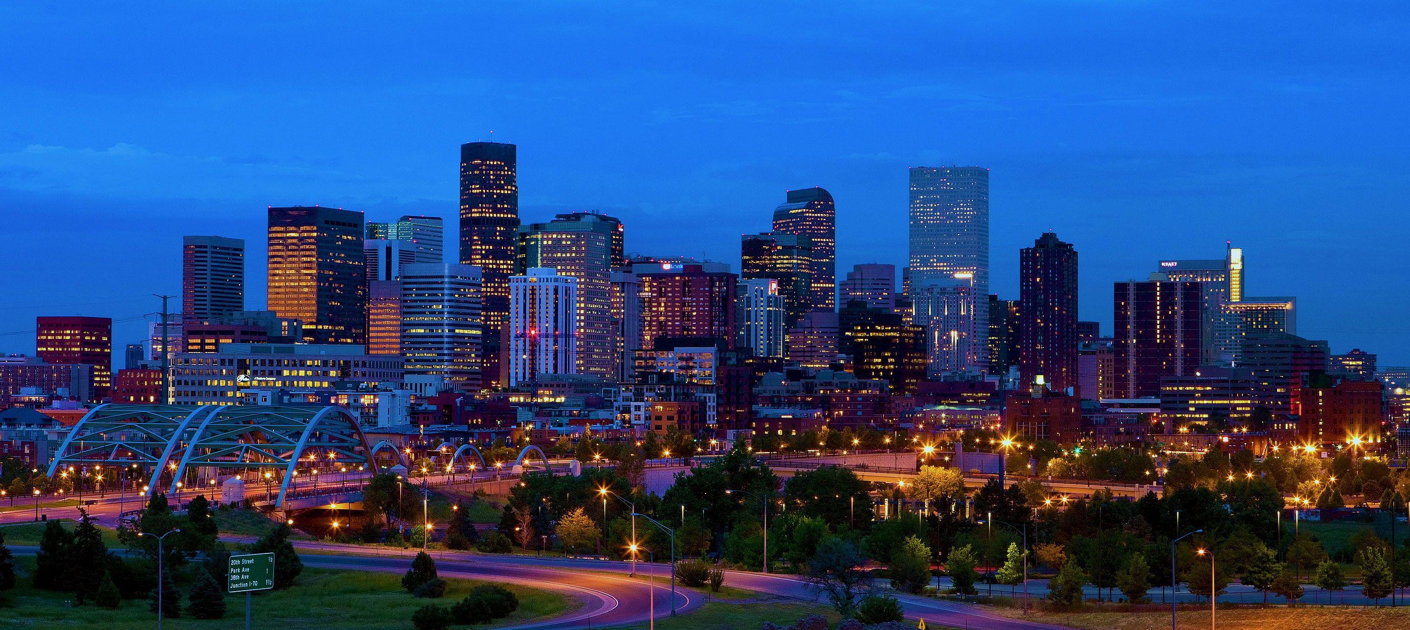 2800x1251 Denver, Colorado Skyline At Night Wallpaper free desktop background