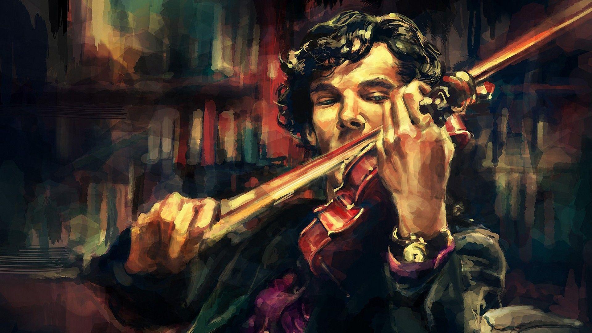 1920x1080 Sherlock Holmes, Violin, Benedict Cumberbatch Wallpaper HD