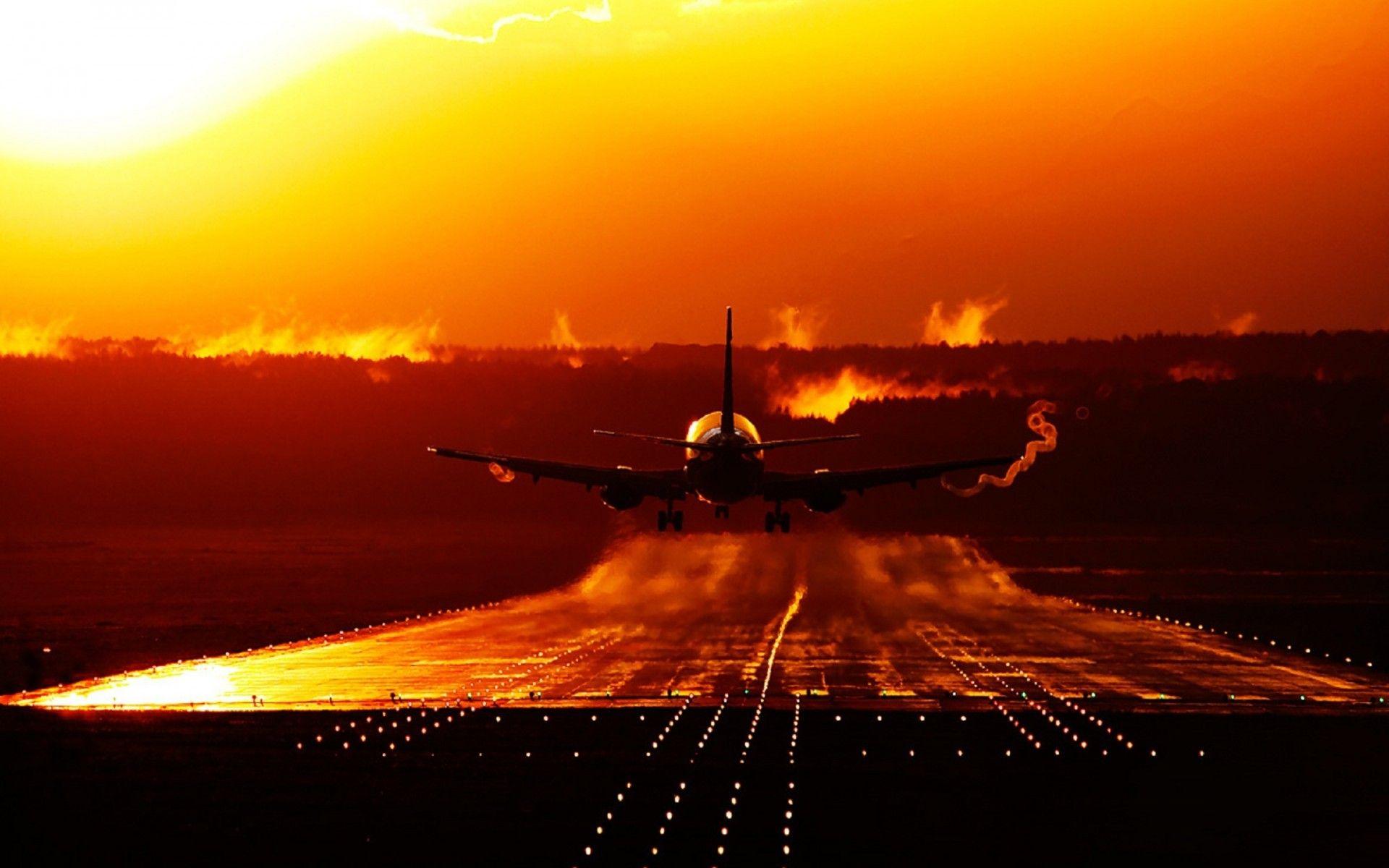 1920x1200 Airport Sunset Wallpaper Plane, Download Wallpaper