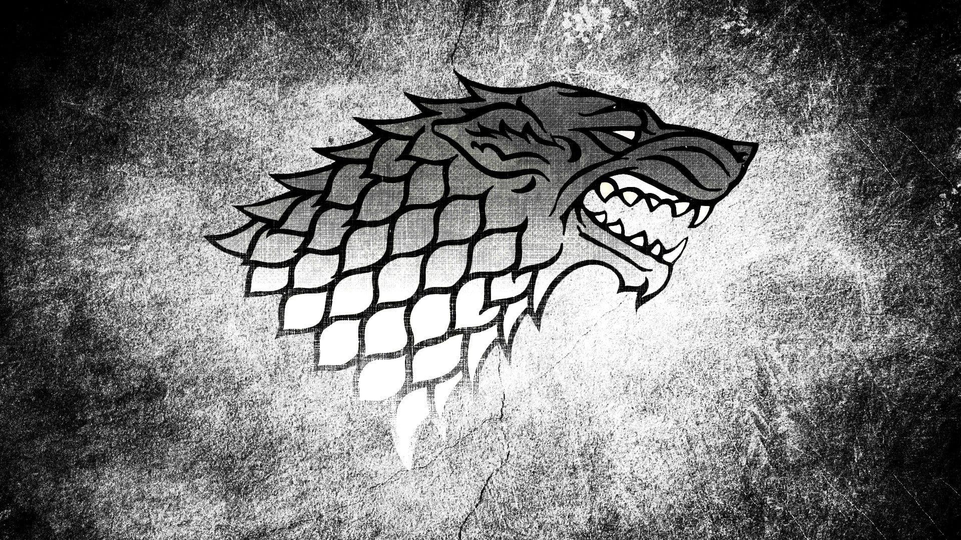 1920x1080 Gray animal illsutraion, sigils, House Stark HD wallpaper