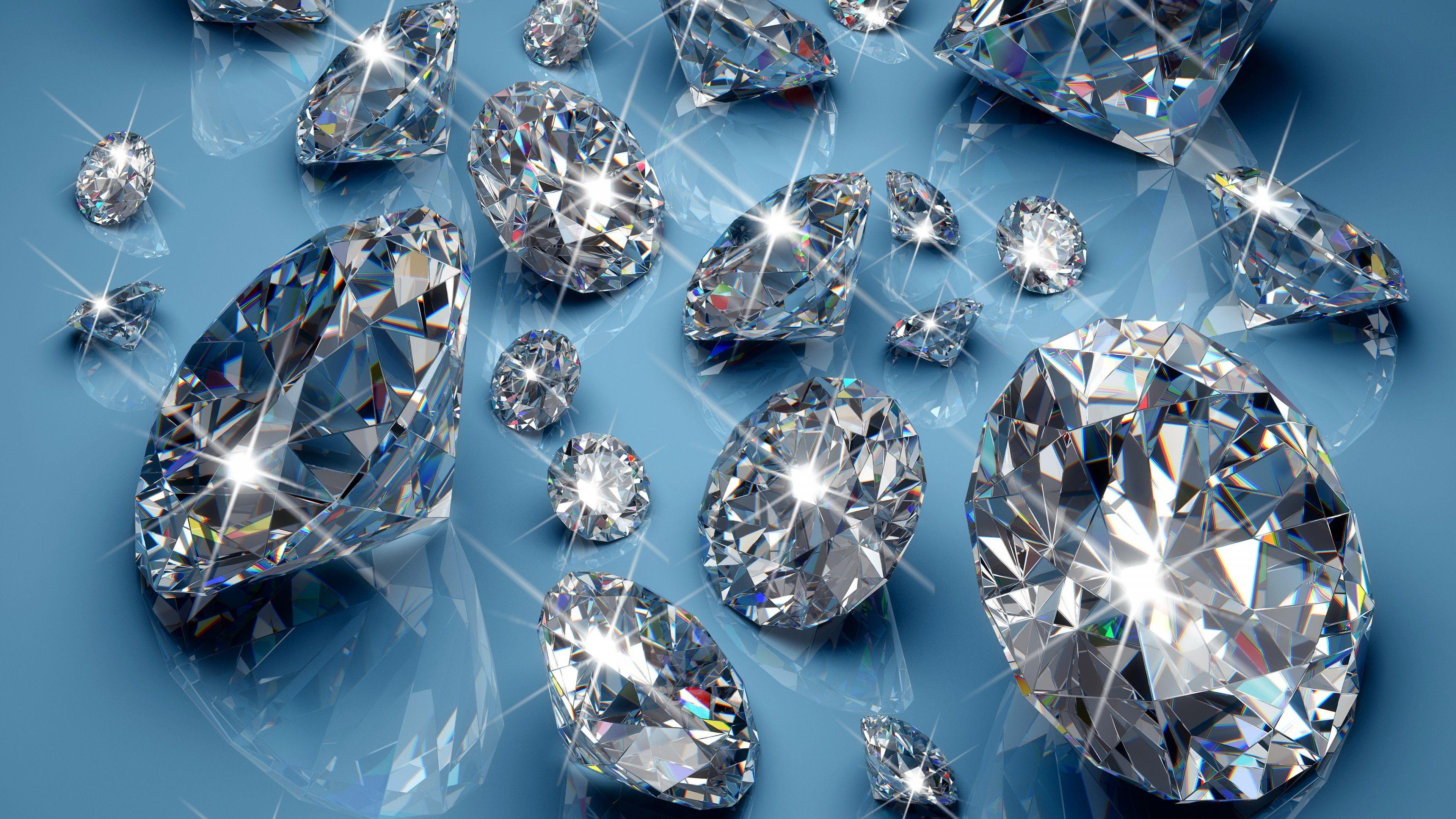 3840x2160 Wallpaper diamonds, 4k, 5k wallpaper, blue, light, shine, OS