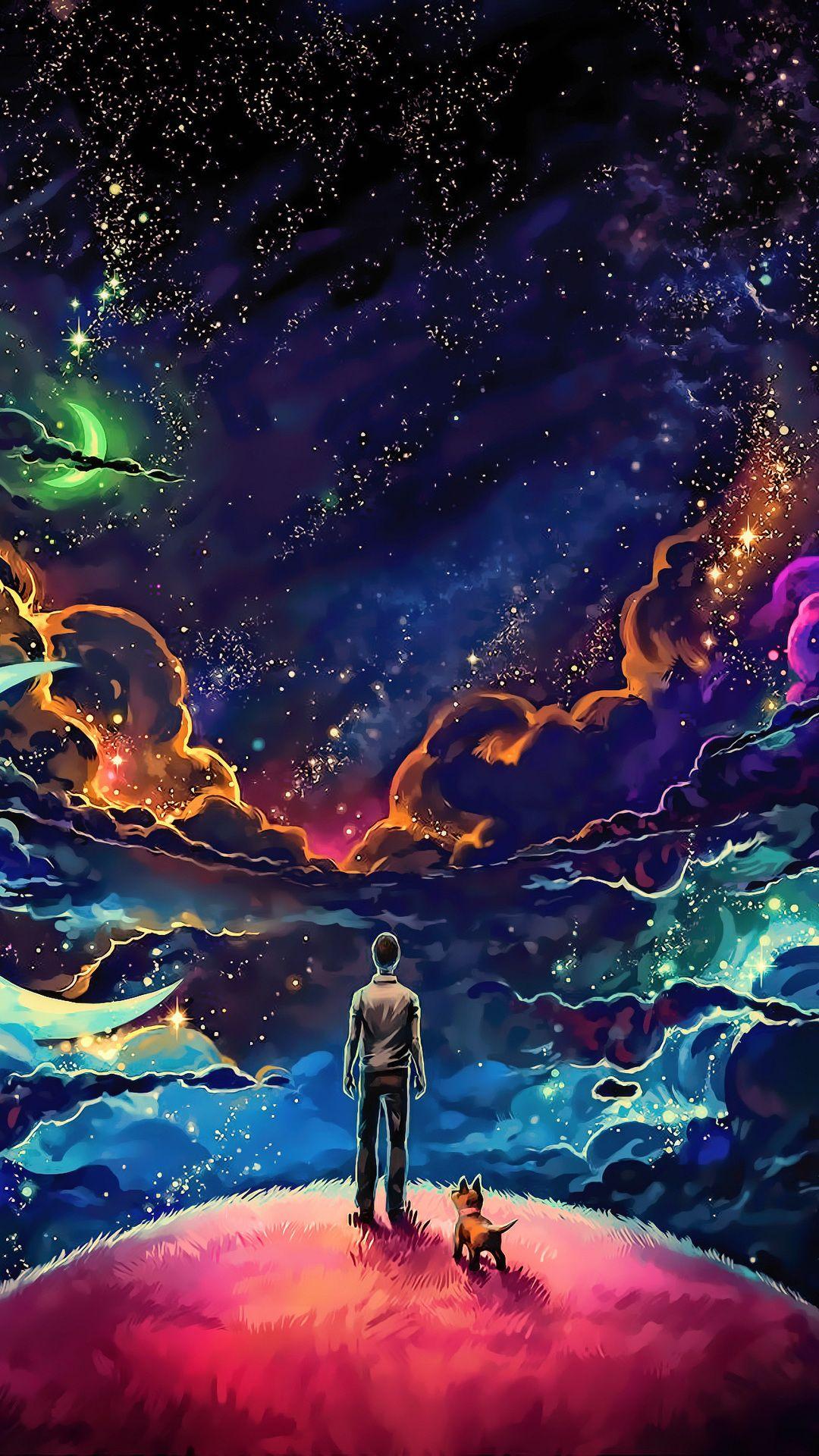 1080x1920 Little Prince With Dog Colorful Science Fiction