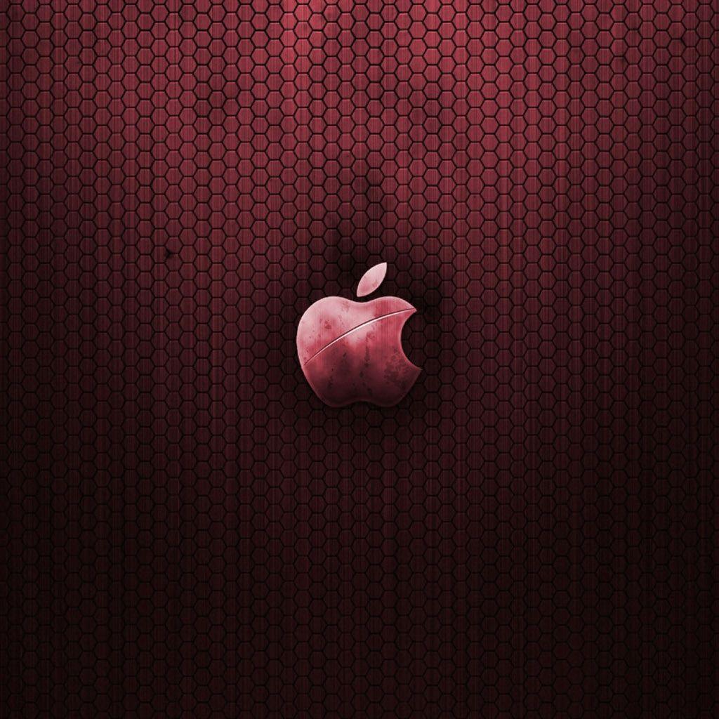 1024x1024 Metallic red apple logo iPad Wallpaper and iPad 2 Wallpaper