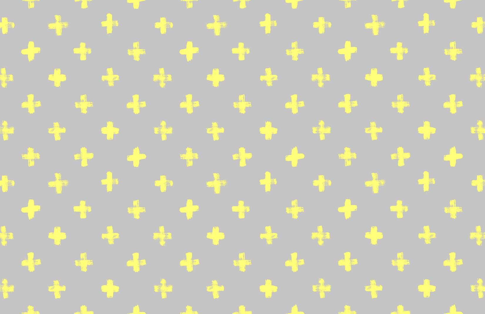 1650x1070 Yellow and Grey Cross Pattern Wallpaper Mural