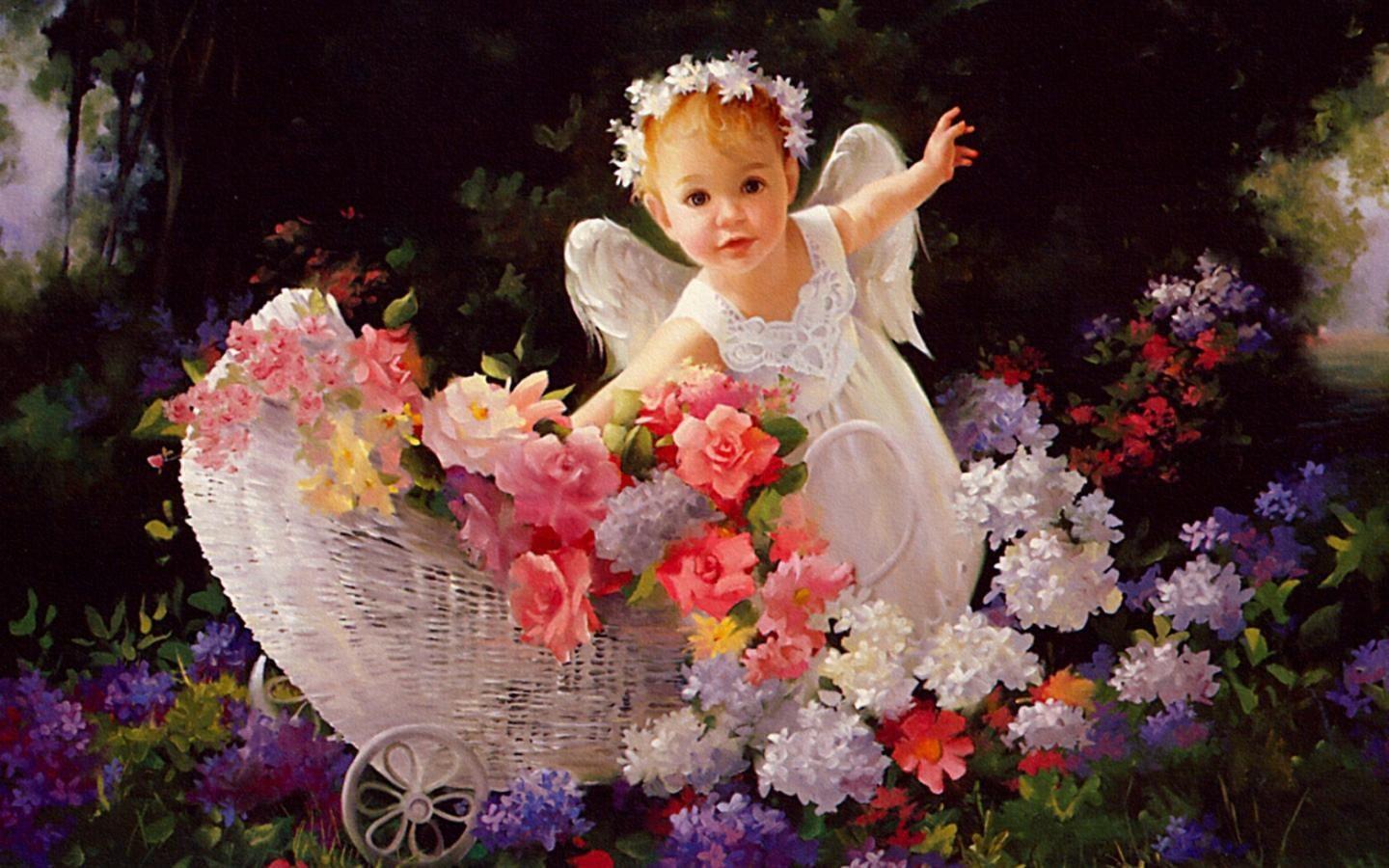 1440x900 Little Fairy Girl With Flower #Wallpaper