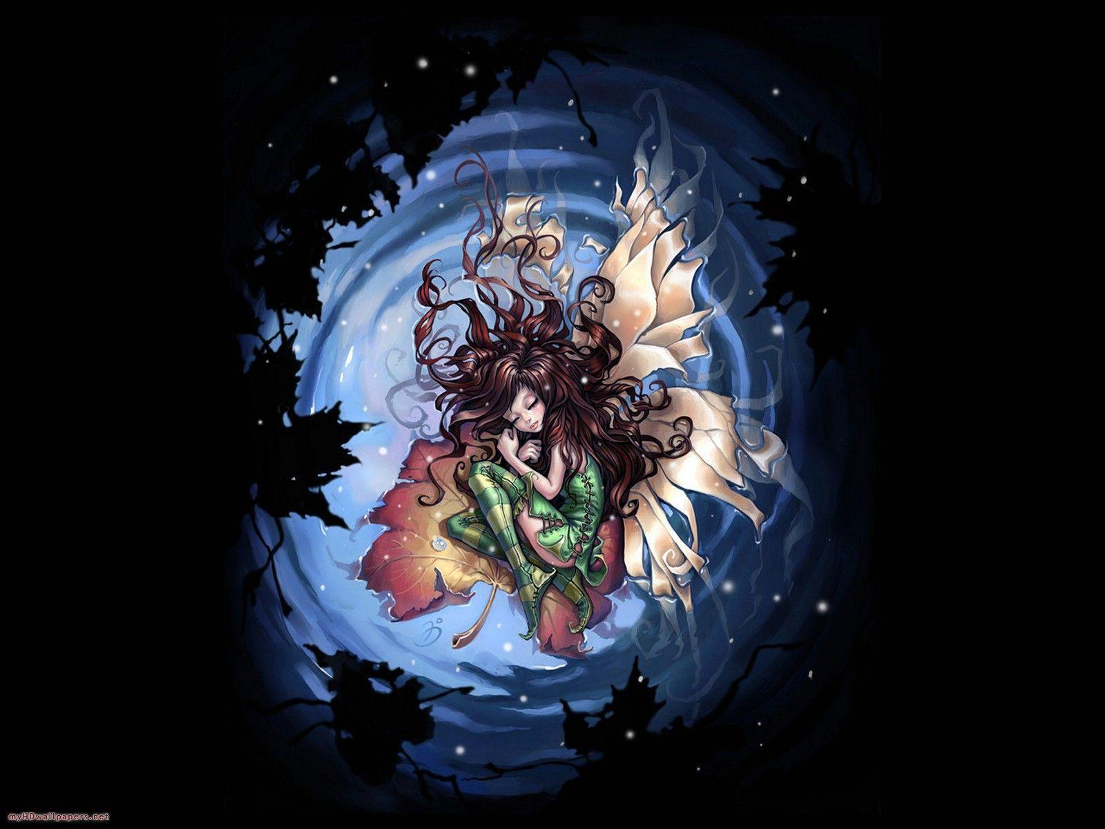 1600x1200 free picture fairies wallpaper. Little fairy sleeping
