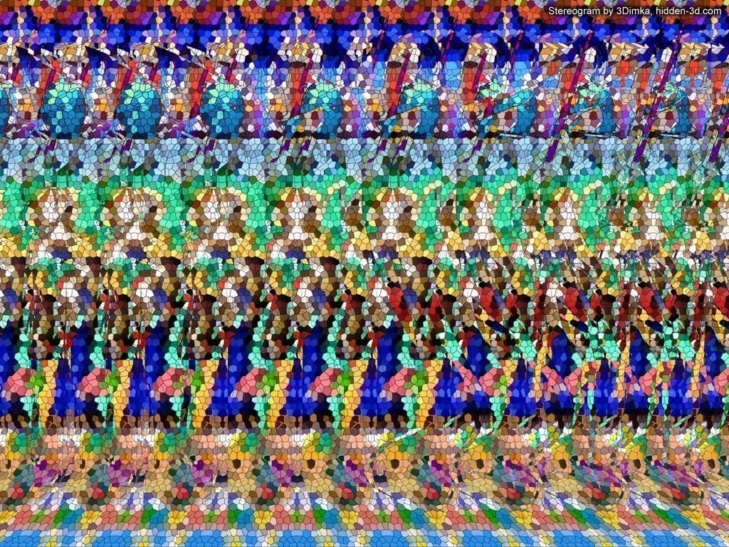 1024x768 Optical illusion paintings, Magic eye