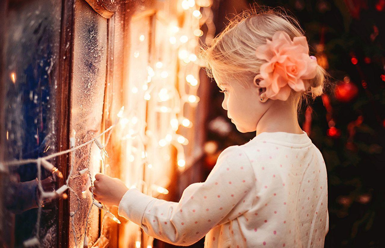 1280x826 Desktop Wallpaper Little girls New year child Fairy lights