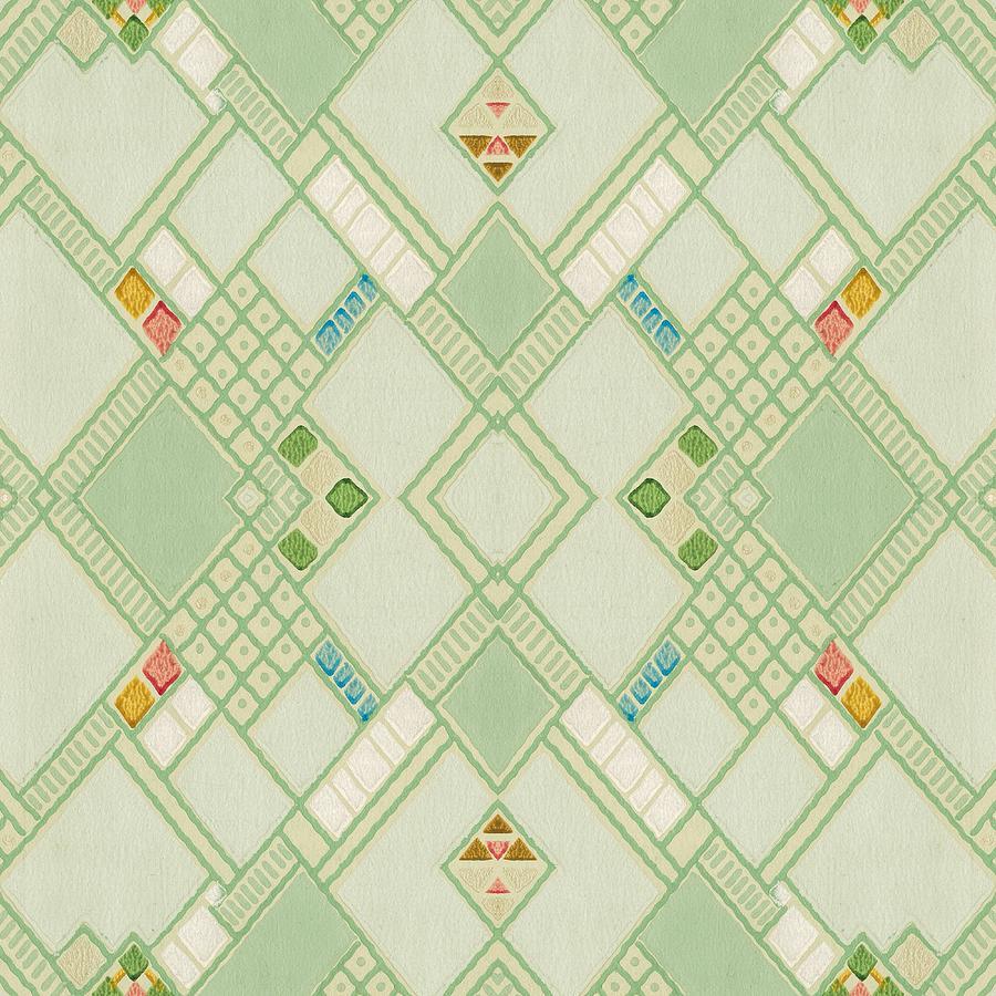 900x900 Retro Green Diamond Tile Vintage Wallpaper Pattern