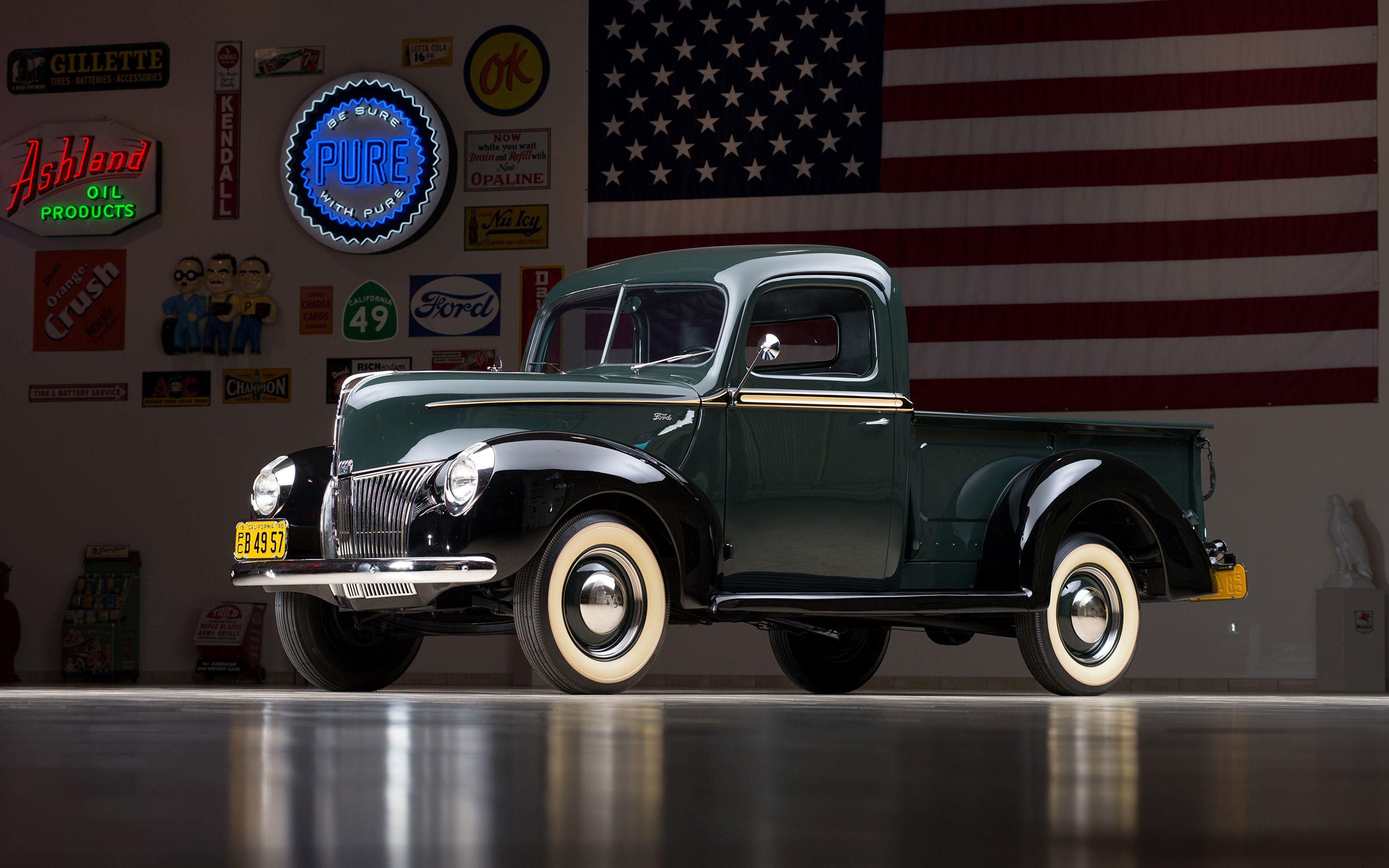 3840x2400 Desktop Wallpaper Ford Vintage 1940 V8 Pickup Truck 3840x2400