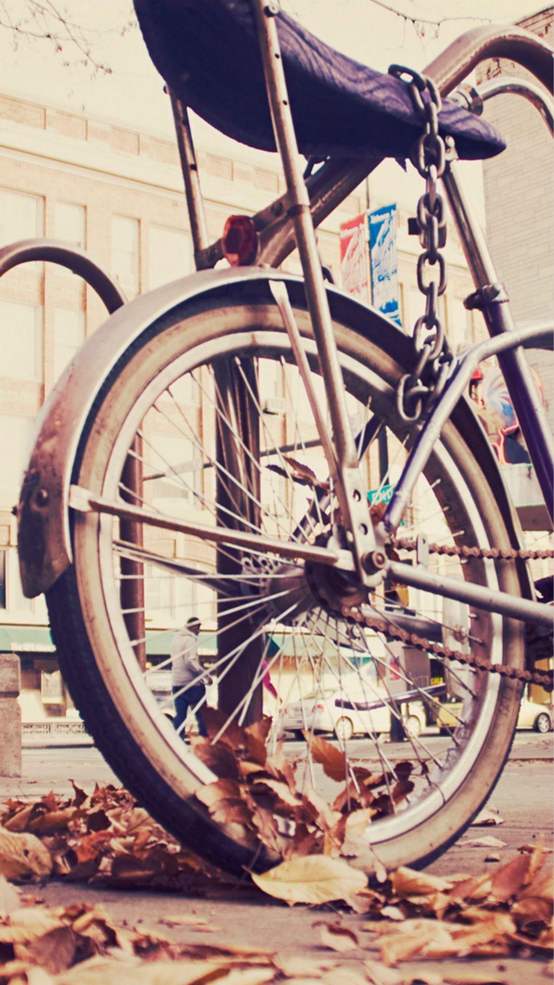 1080x1920 Vintage Hipster Bike Chained iPhone 8 Wallpaper Free Download