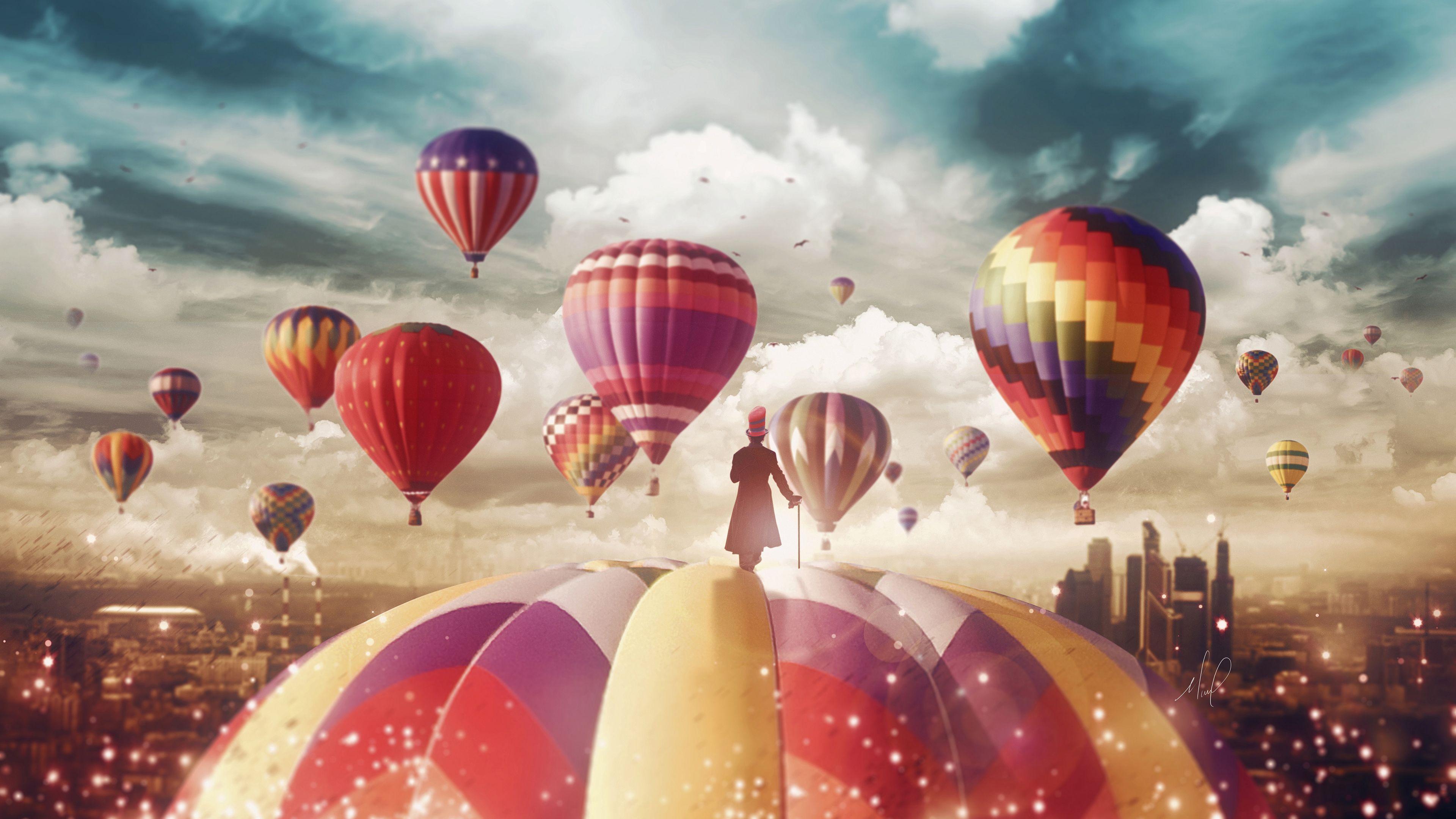 3840x2160 Hot air balloons Magician 4K Wallpaper