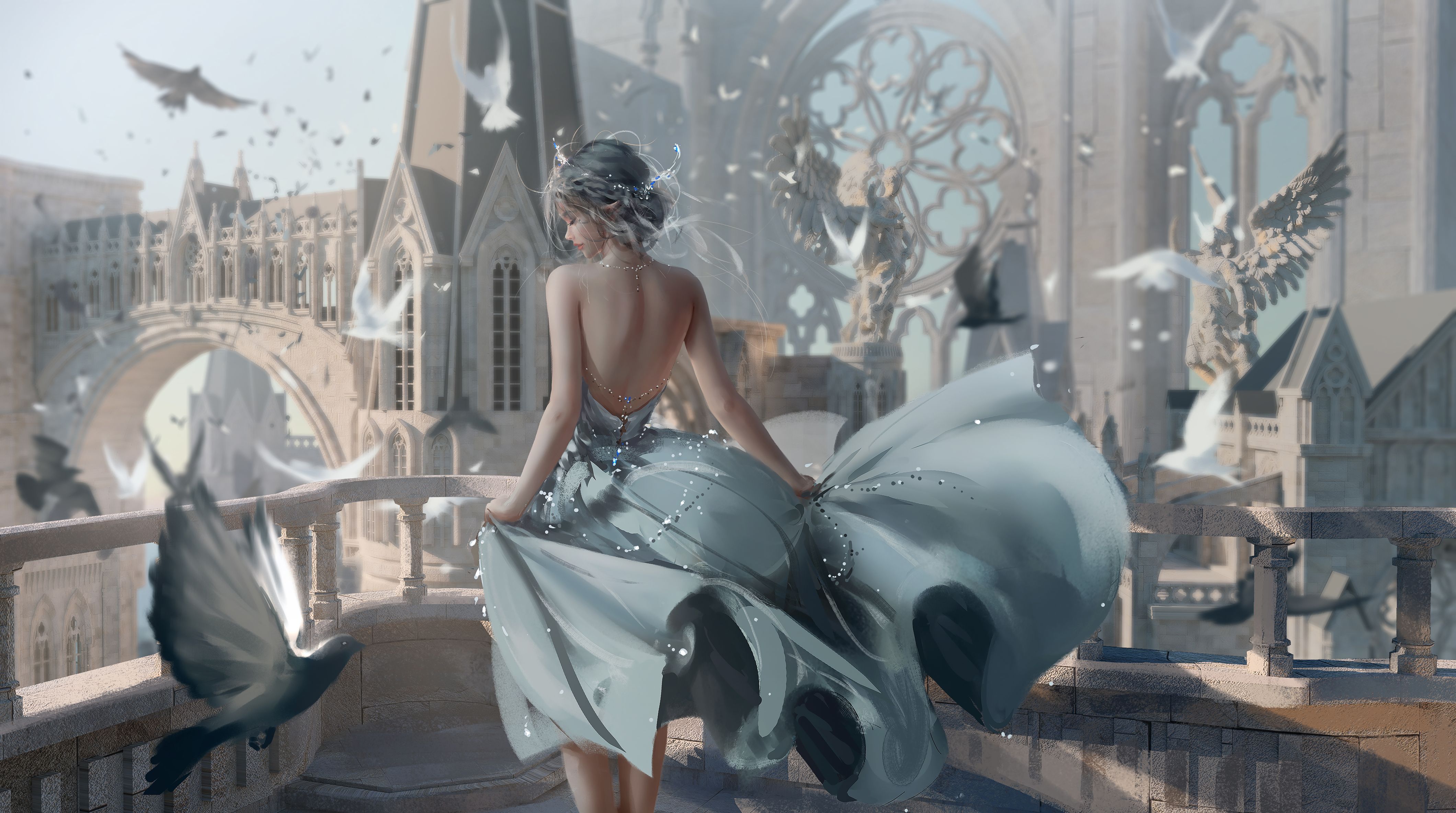 4240x2369 WLOP, fantasy girl, princess, digital