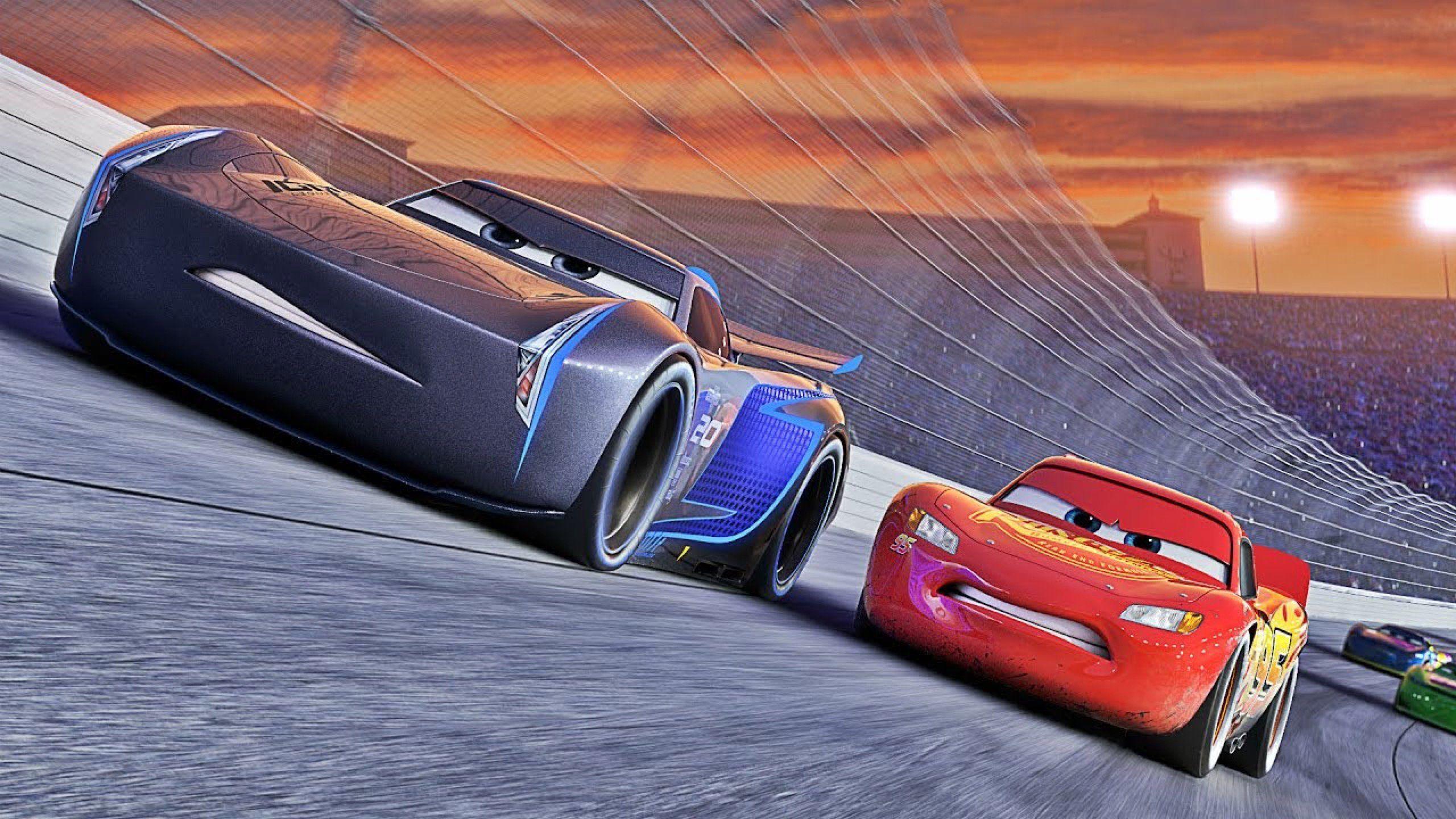 2560x1440 Disney Cars Lightning Mcqueen Meets Jackson Storm HD Wallpaper