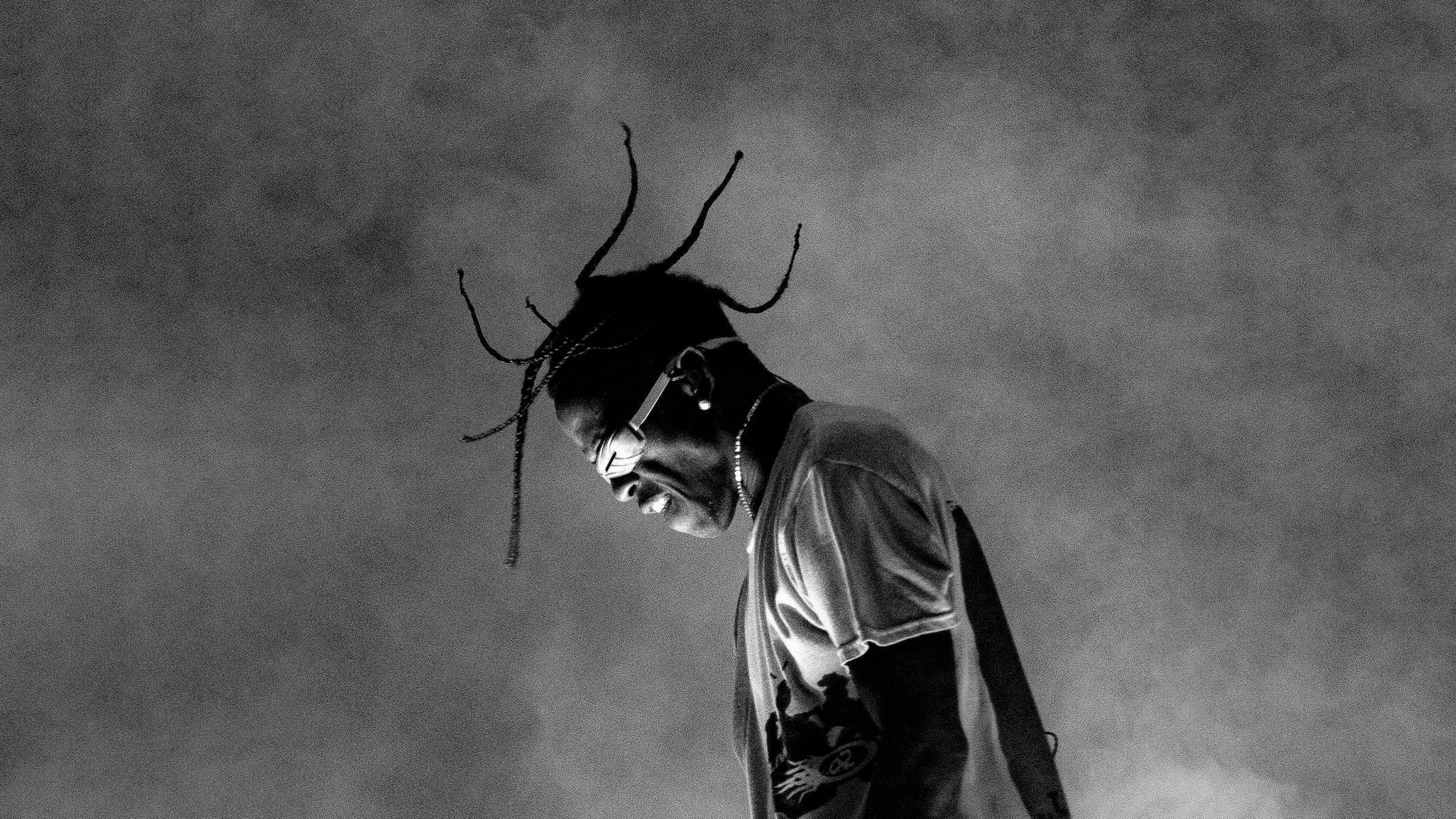 3840x2160 Travis Scott Wallpaper 4K, Monochrome