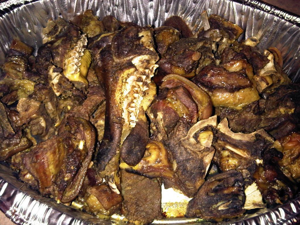 1024x768 nigerian food: goat meat boiled & baked