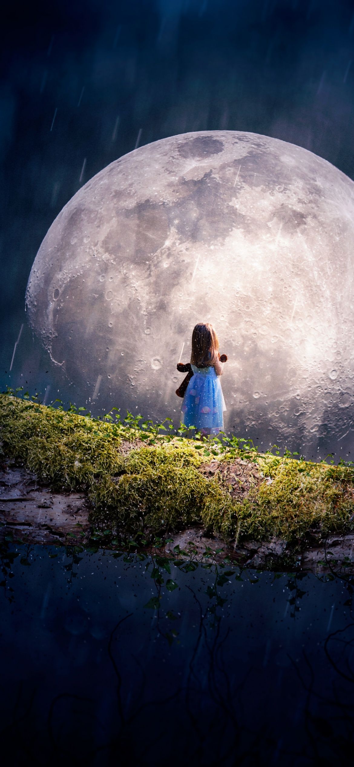 1170x2532 Moon Wallpaper 4K, Cute Girl, Adorable