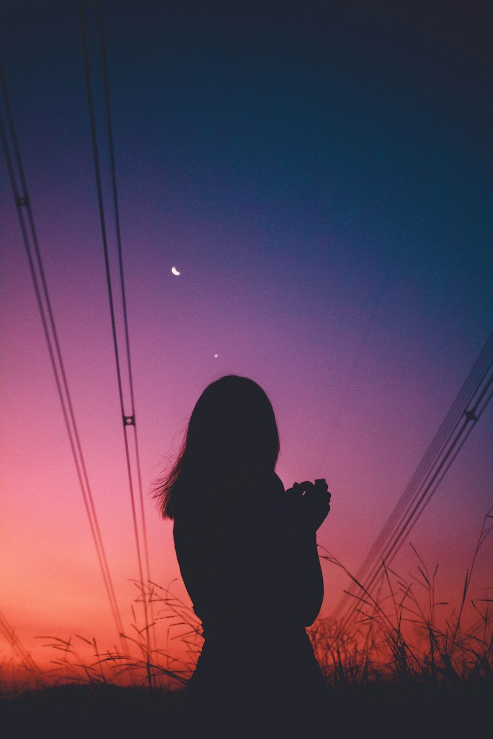 1000x1500 Girl And Moon Picture. Download