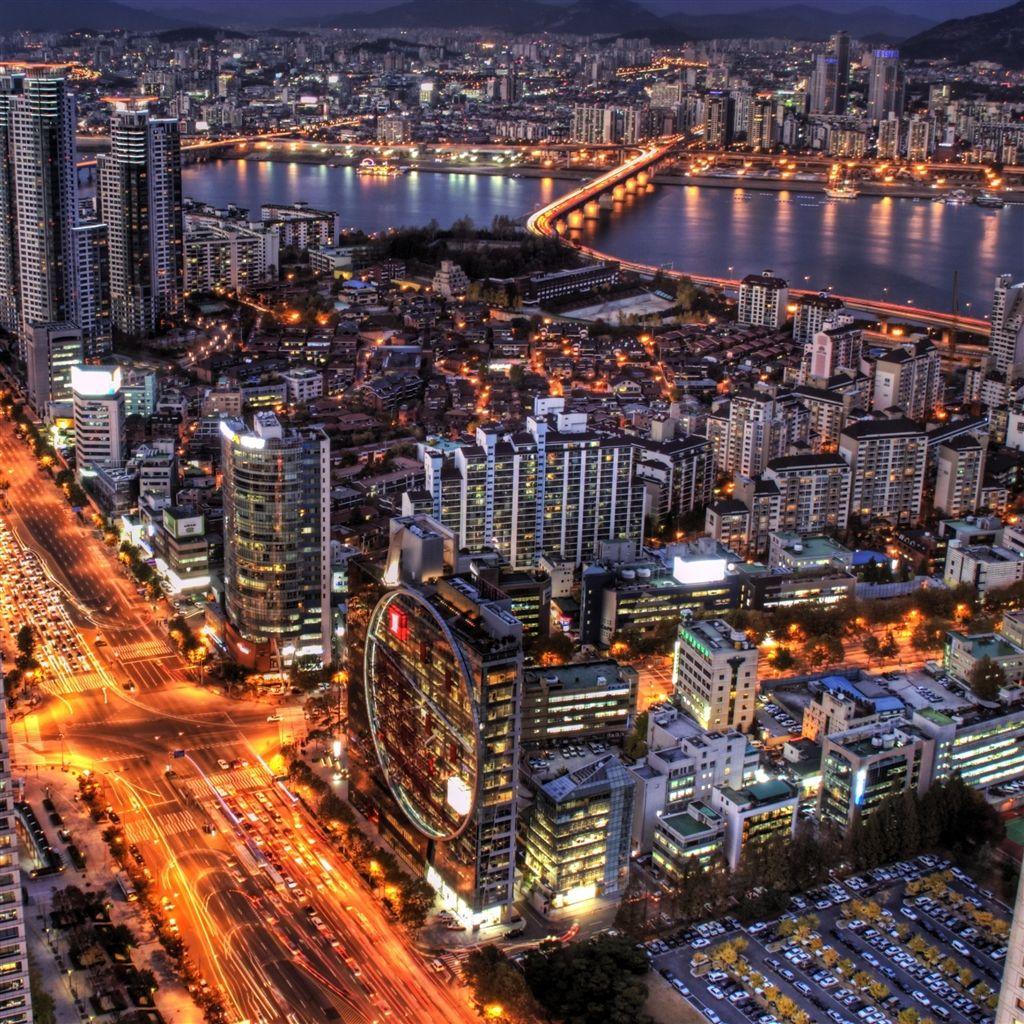 1024x1024 Seoul At Night South Korea iPad Air Wallpaper Free Download