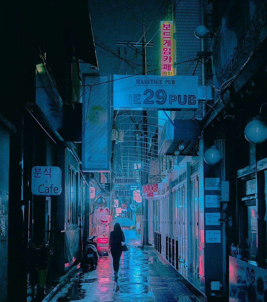Hình nền HD 910x1032: Seoul, người phụ nữ cầm ô đi xuống phố