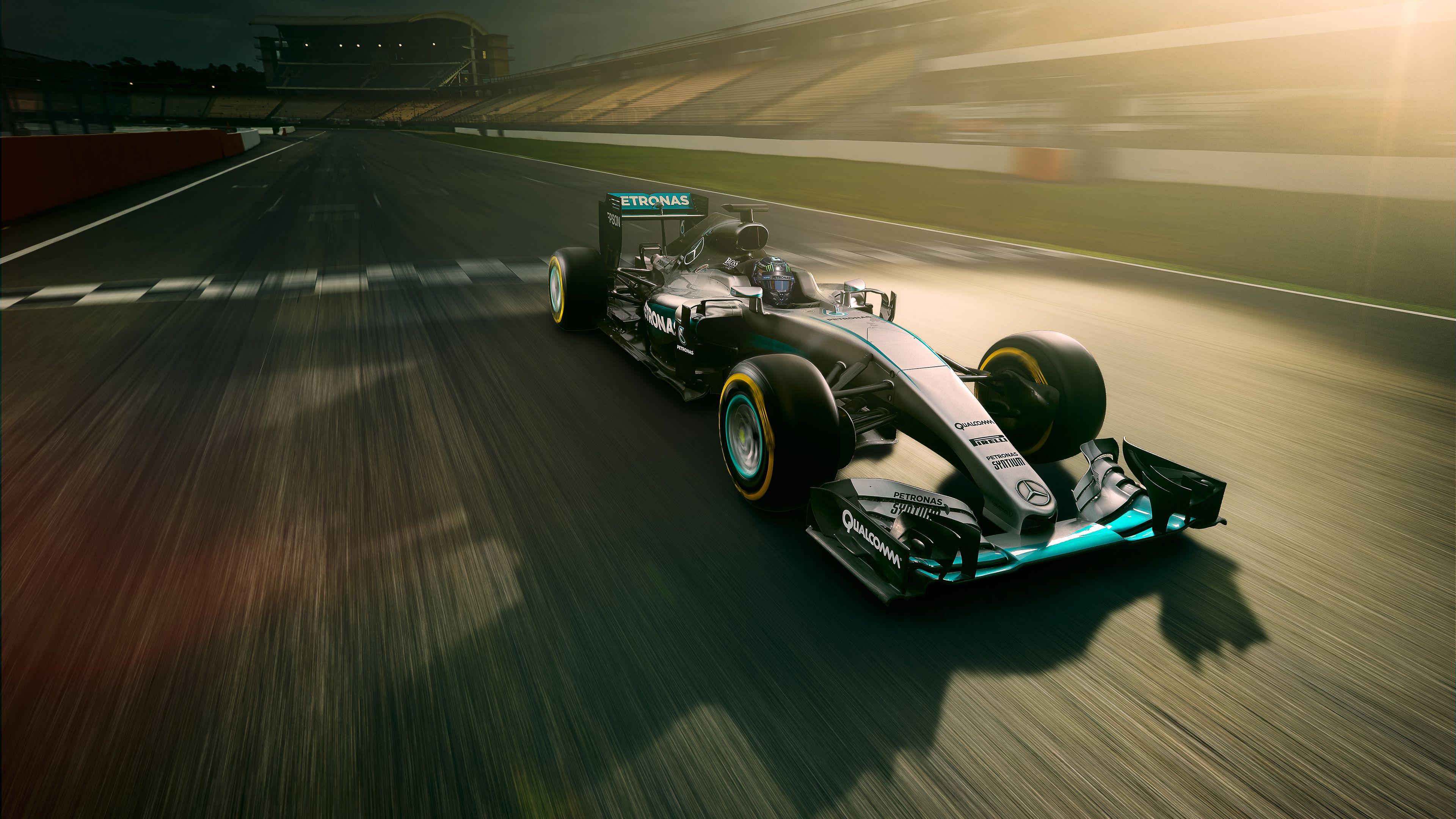 3840x2160 Mercedes F1 in Race track 4K Wallpaper. HD Car Wallpaper