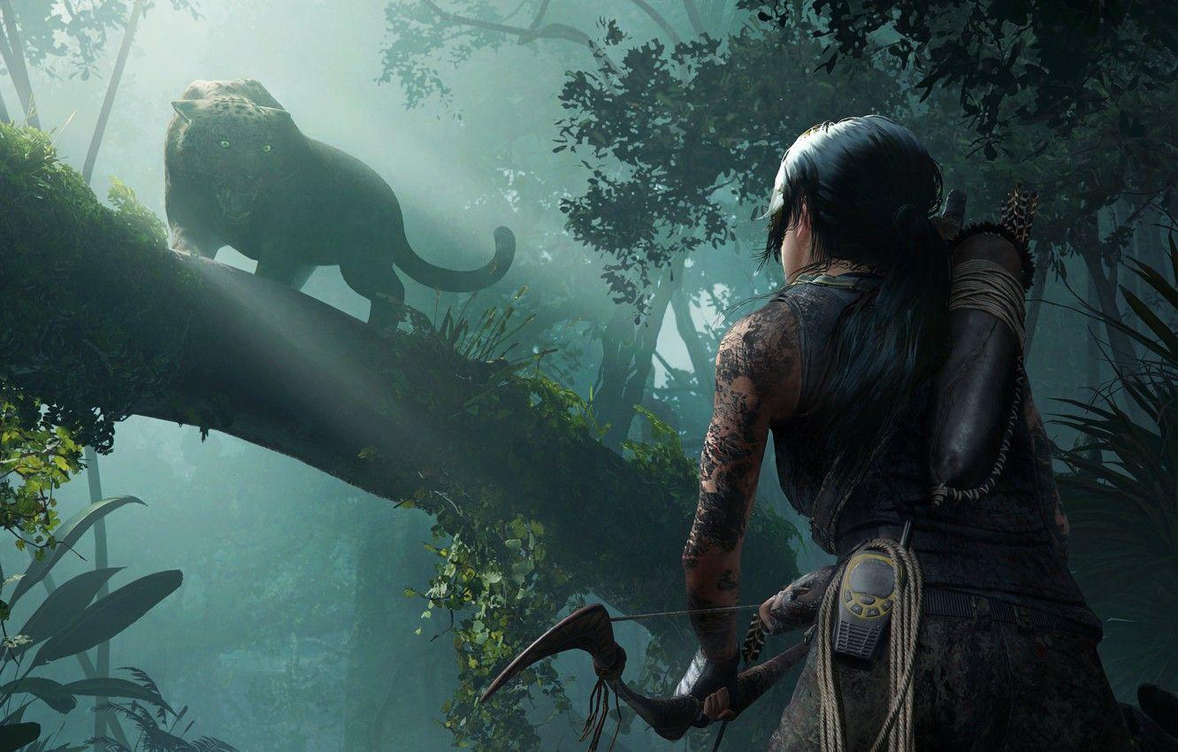 1332x850 Wallpaper game, jungle, Lara Croft, beast, Shadow of the Tomb Raider image for desktop, section игры