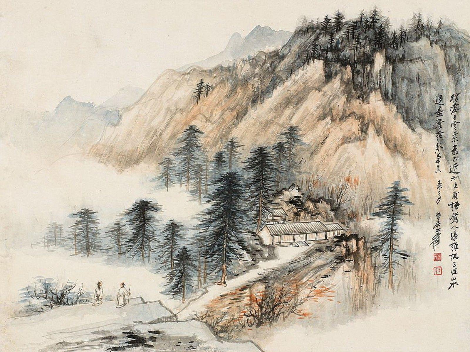 1600x1200 Chinese Watercolor Paint Wallpaper at