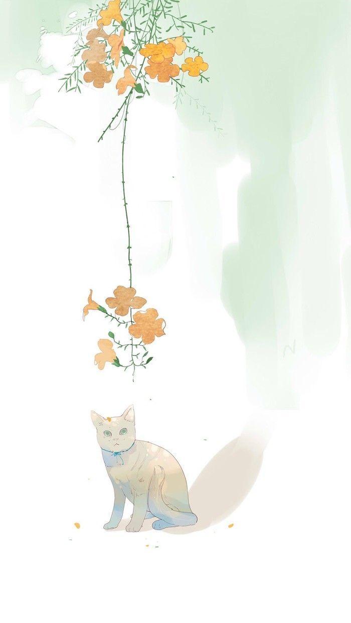 700x1244 猫咪壁纸画风赞 CHINESE Cat wallpaper painting style. Cat painting, Kitten art, Japanese art