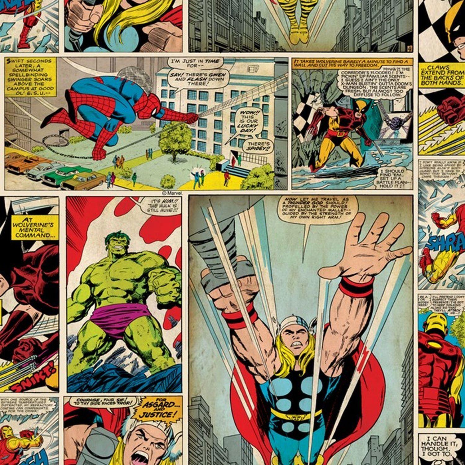 1500x1500 70 264 Graham And Brown Marvel Comic Strip Wallpaper