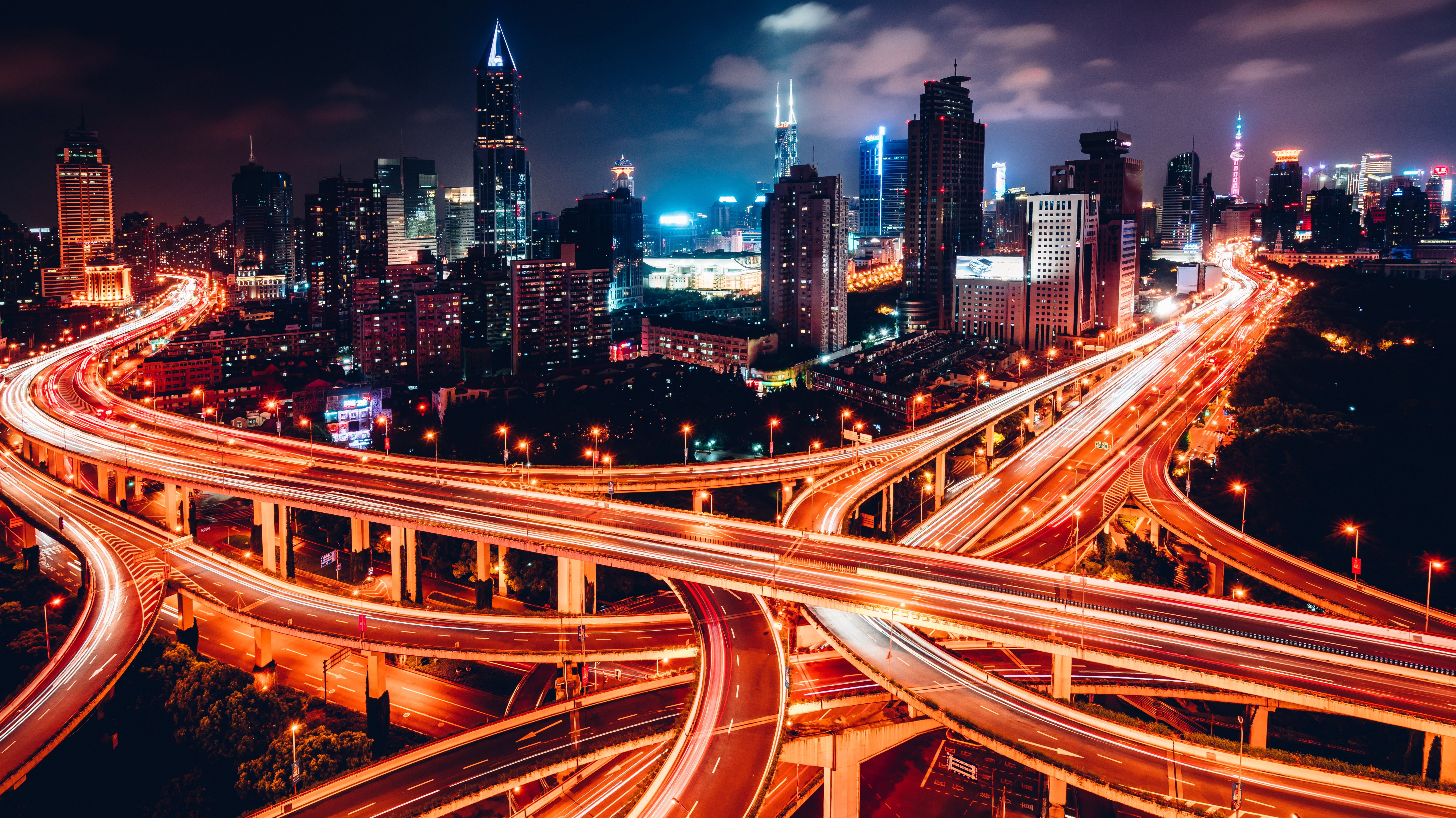 6548x3683 cityscape, lights, road, building