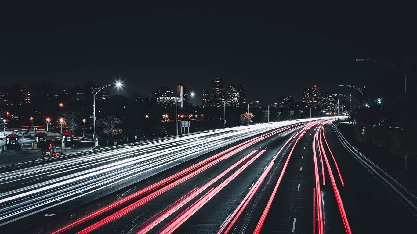1366x768 Cities night traffic landscape long