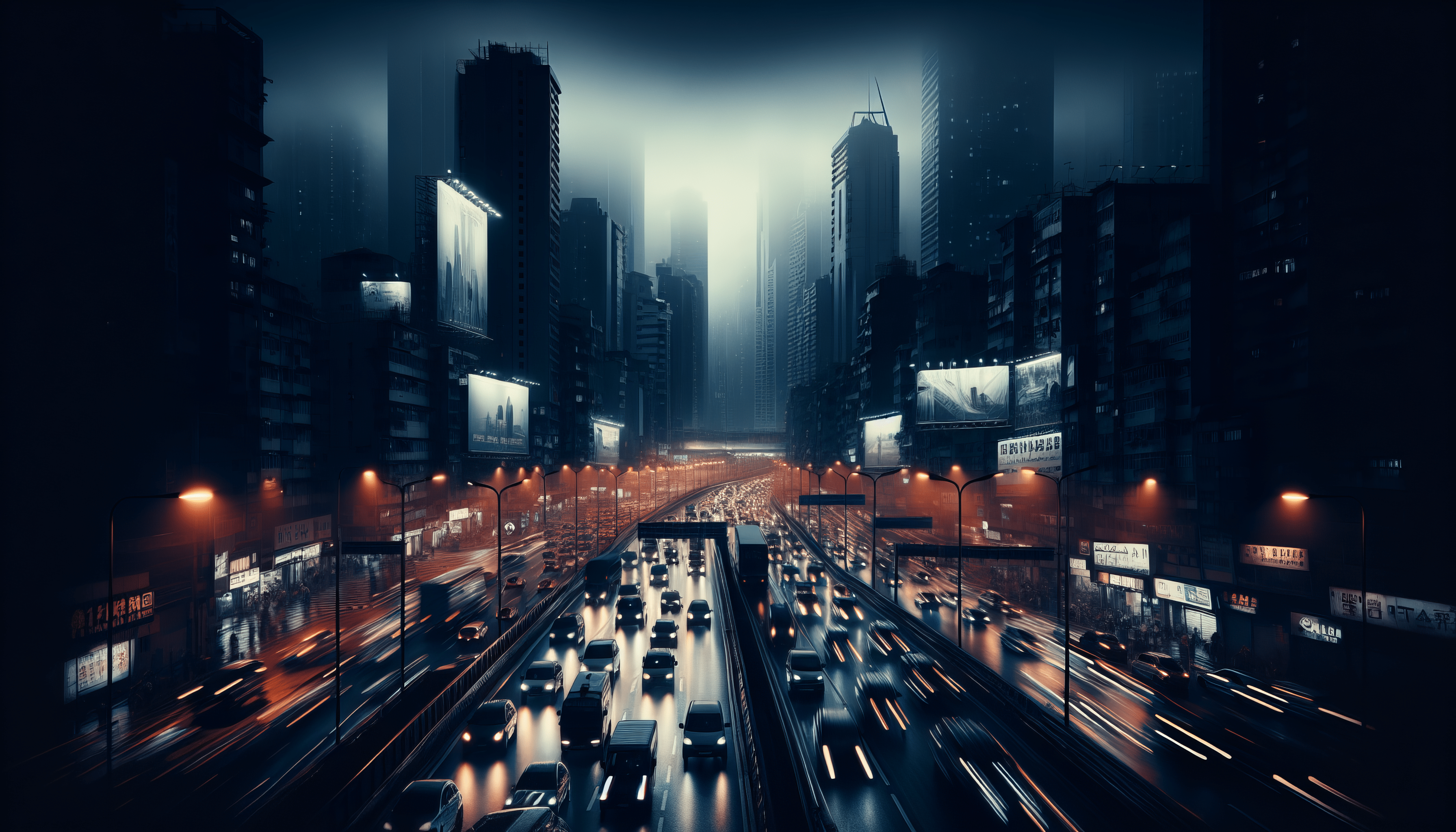 3584x2048 Bustling City Traffic HD Wallpaper