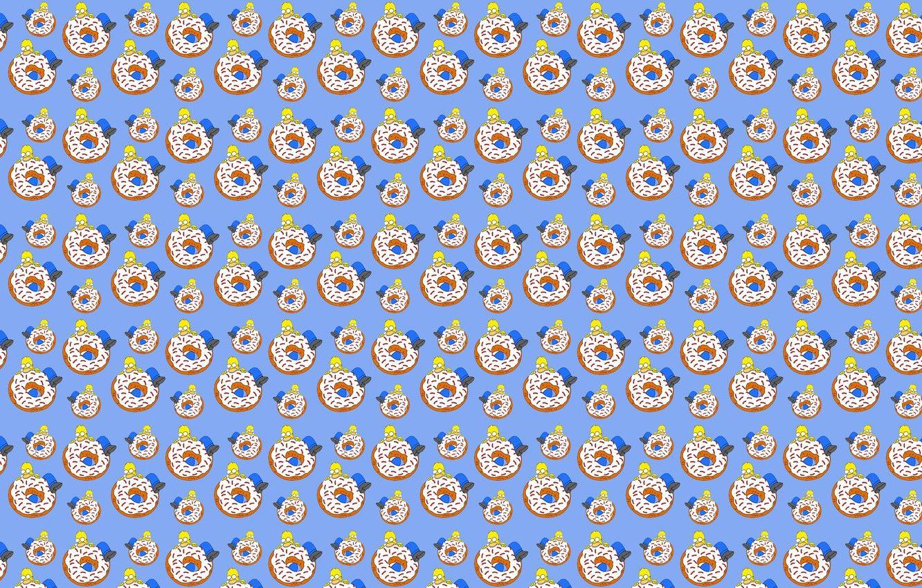 1332x850 Wallpaper white, blue, yellow, food, The simpsons, large, Homer, donut, brown, bites, eating, Homer Simpson image for desktop, section текстуры