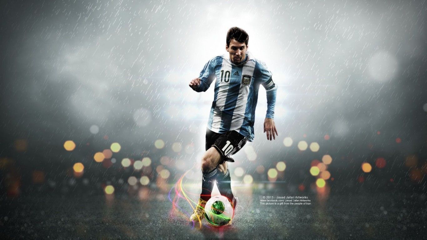 1366x768 Free Download Lionel Messi HD Wallpaper