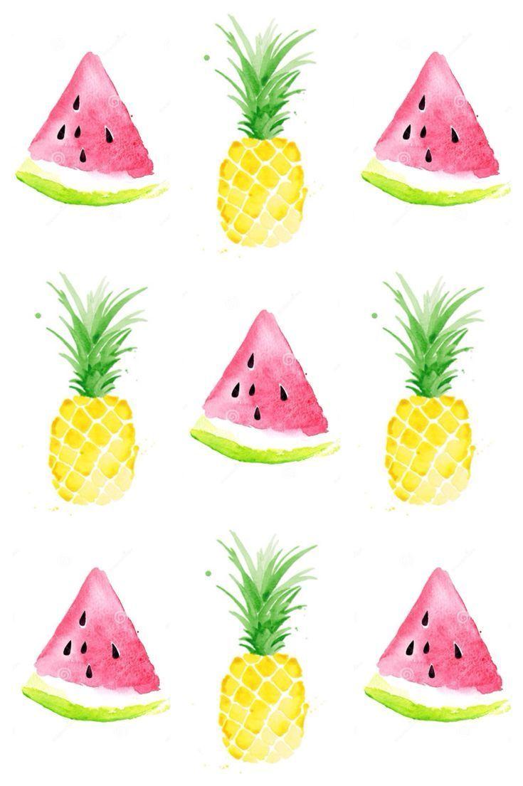 735x1105 Pineapple & watermelon background Más - #background