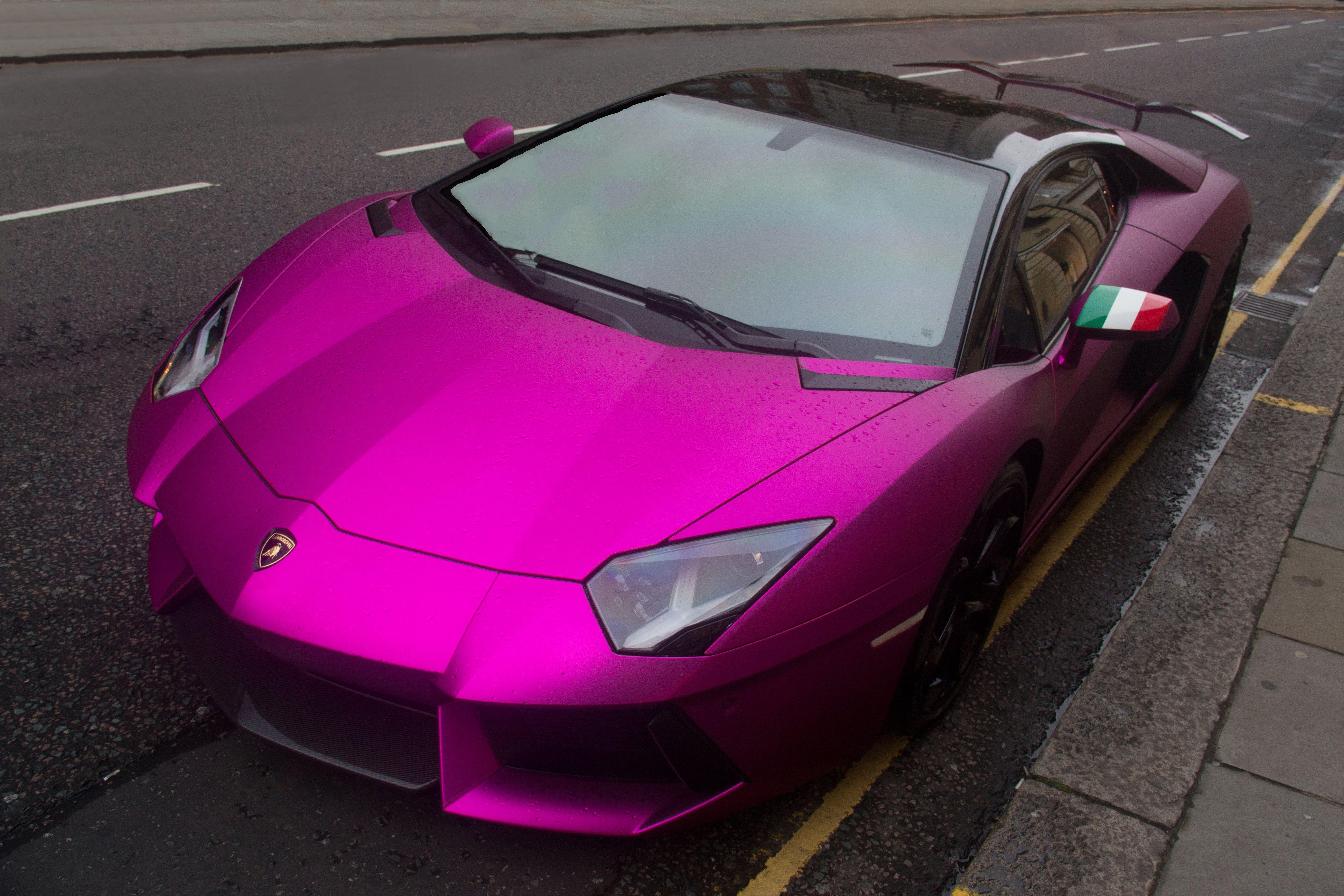 5184x3456 Landscape photography of purple Lamborghini Aventador HD wallpaper