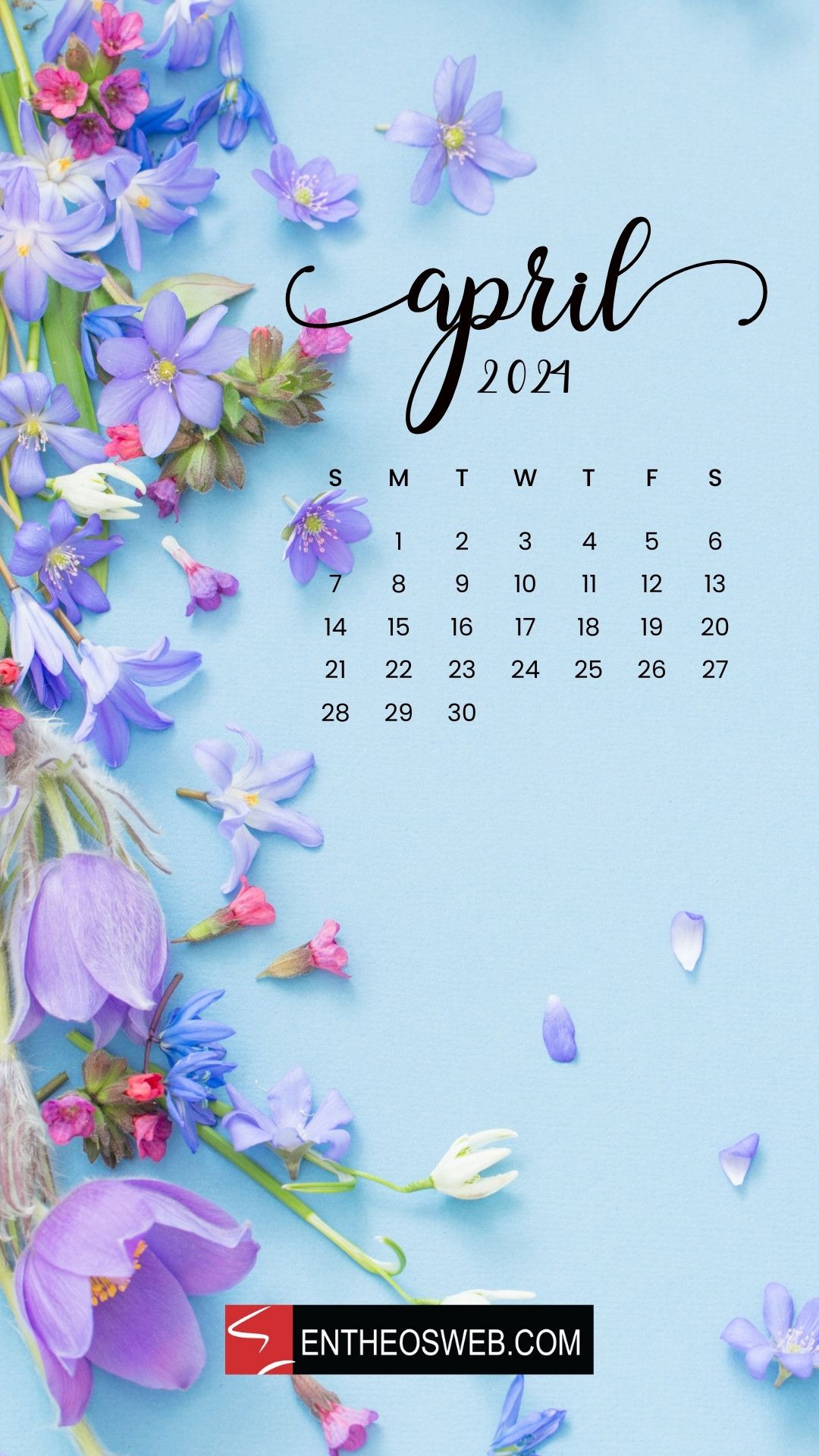 1080x1920 April 2024 Calendar Phone Wallpaper
