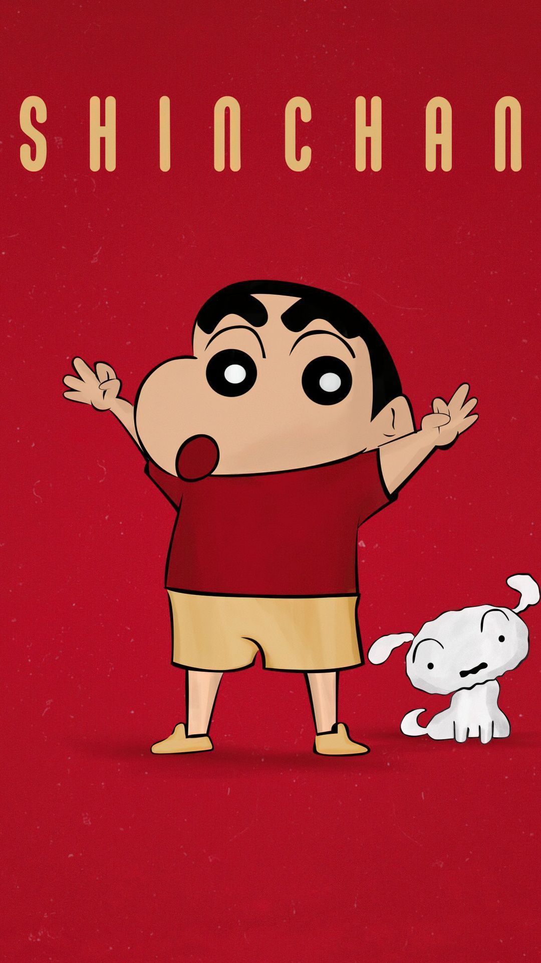 1080x1920 Shinchan Wallpaper 4K, Shiro, 5K, Red background