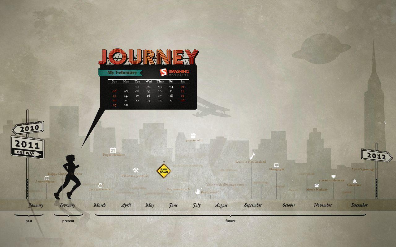1280x800 Desktop Wallpaper Calendar: February 2011