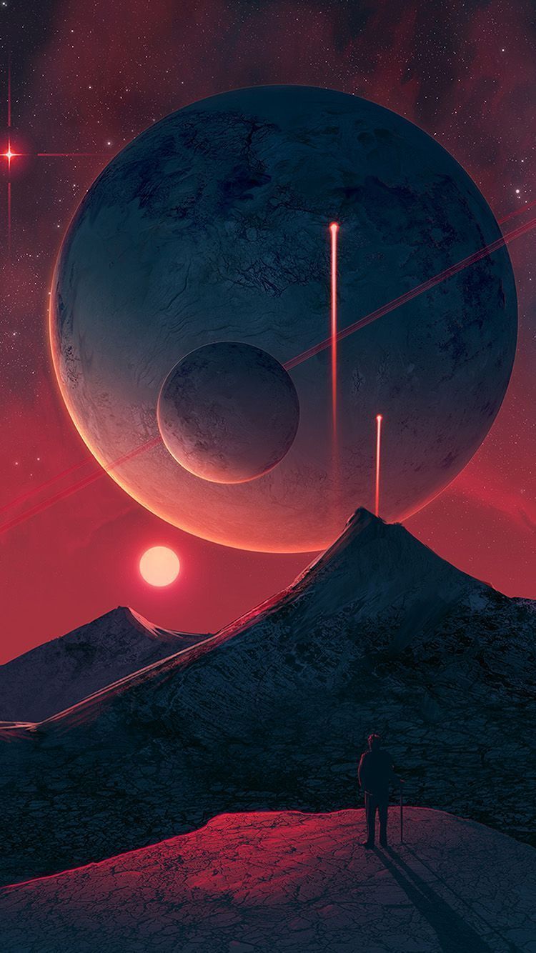 750x1334 Art Planet Red Dark Sf