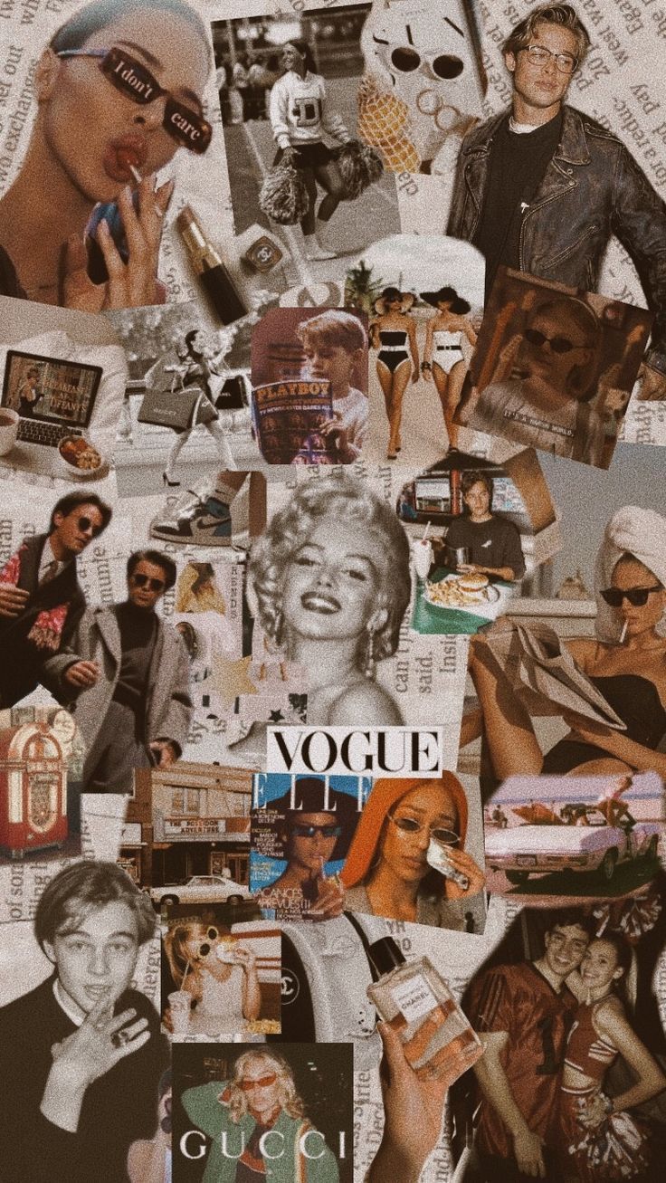 736x1307 retro collage wallpaper. Retro