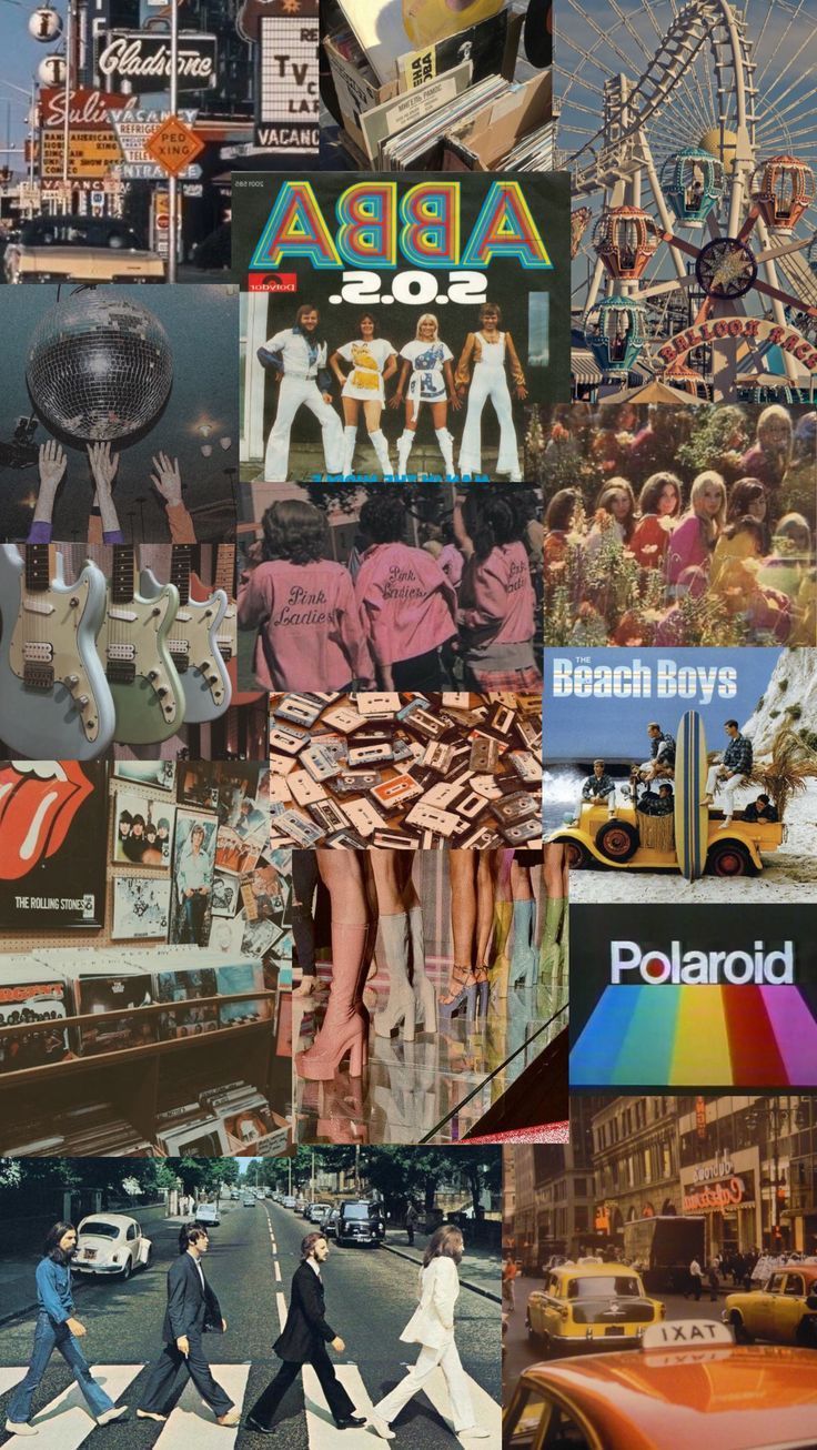 736x1306 70s collage wallpaper. Vintage collage