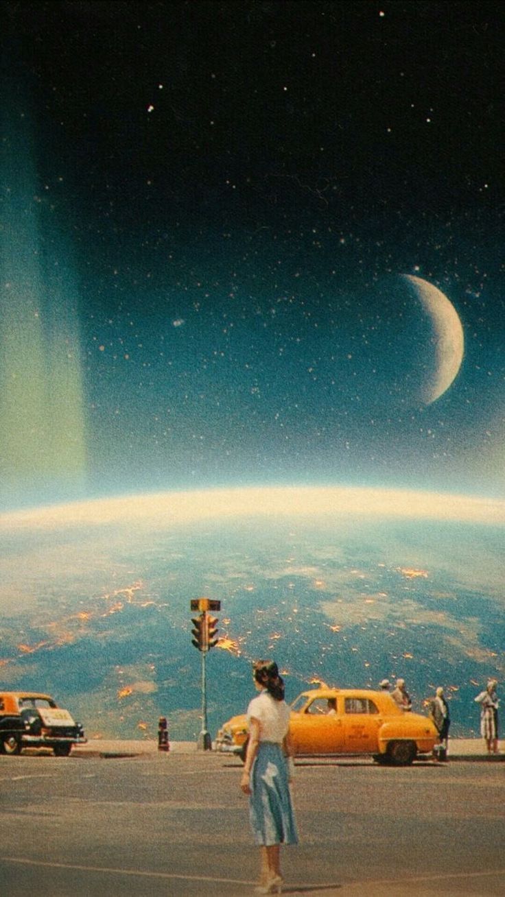 736x1308 Retro space picture. Retrofuturism wallpaper, Vintage futurism wallpaper, Space surrealism