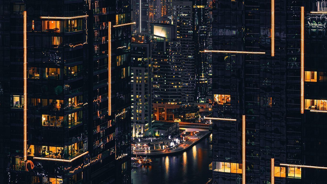 1366x768 Nature City Night Building