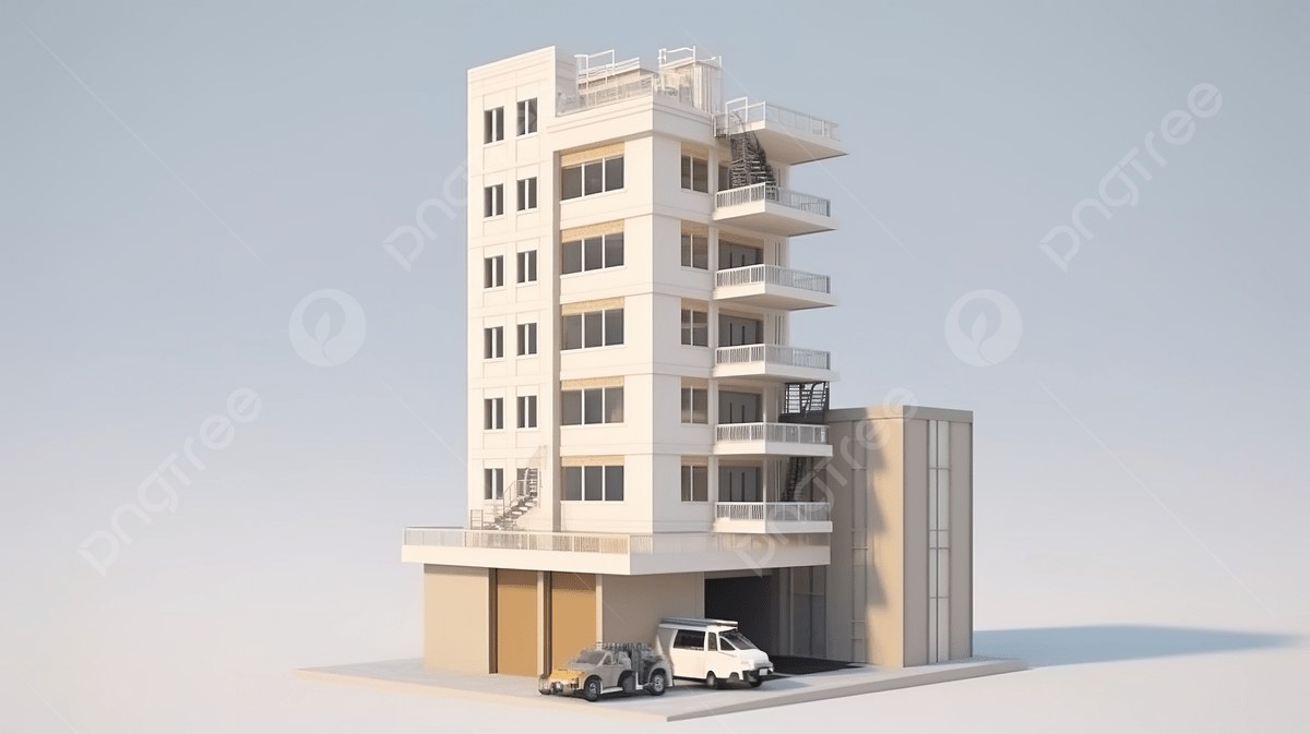 1200x673 3D Model Of An Apartment Building