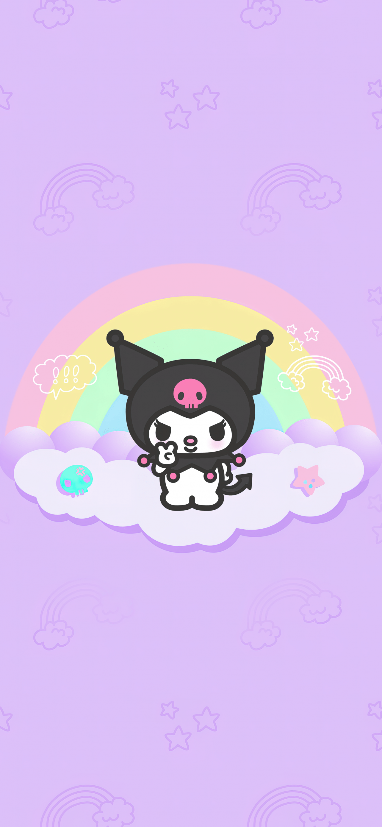 1284x2778 Kuromi Wallpaper 4K, Hello Kitty, Black