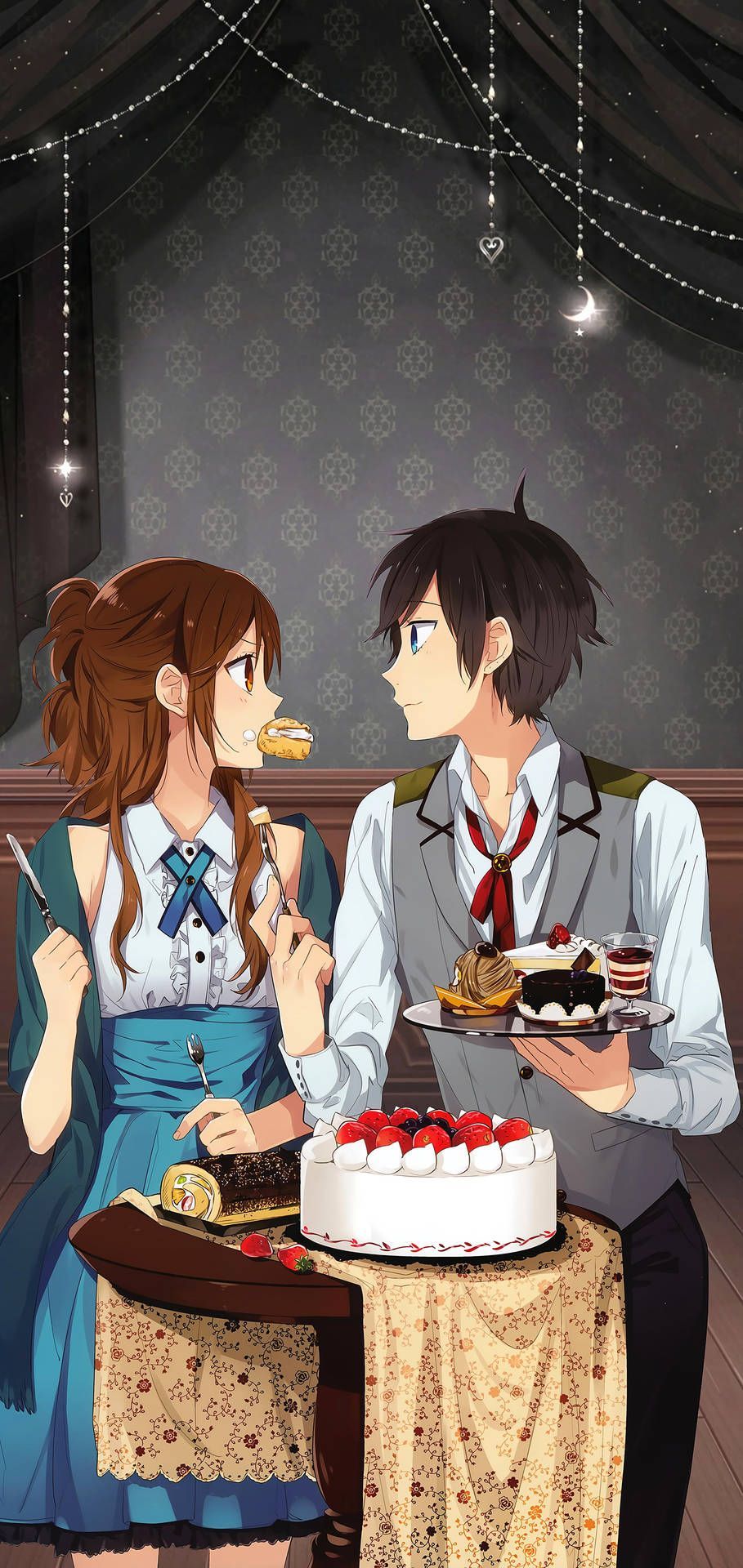 909x1920 Izumi Eating Dessert Wallpaper