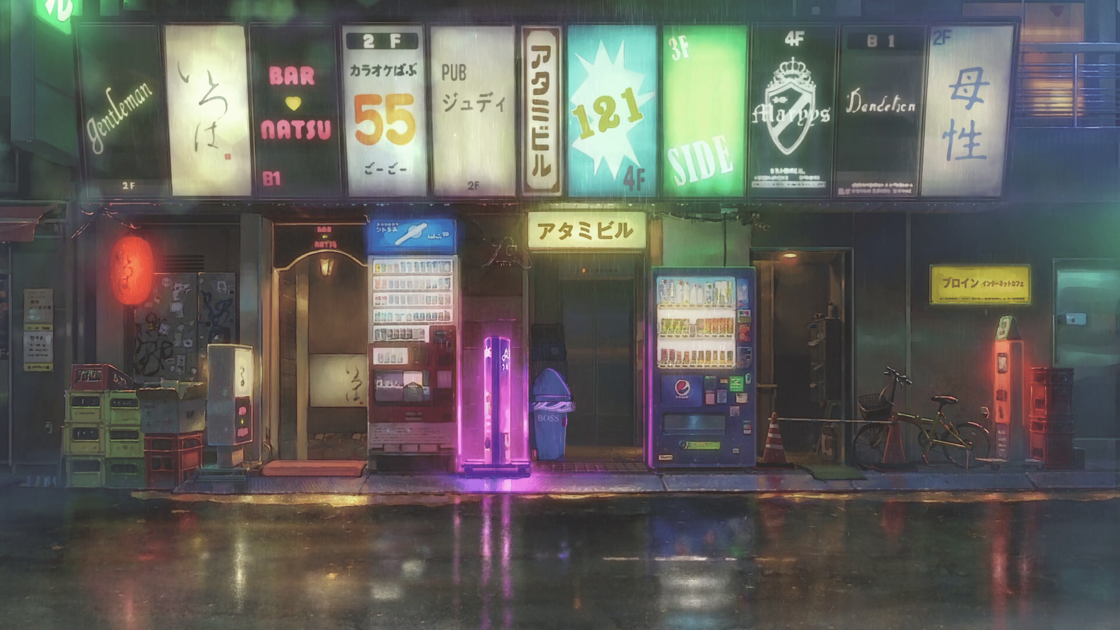 3840x2160 city, rain, anime, Japan, HD Wallpaper