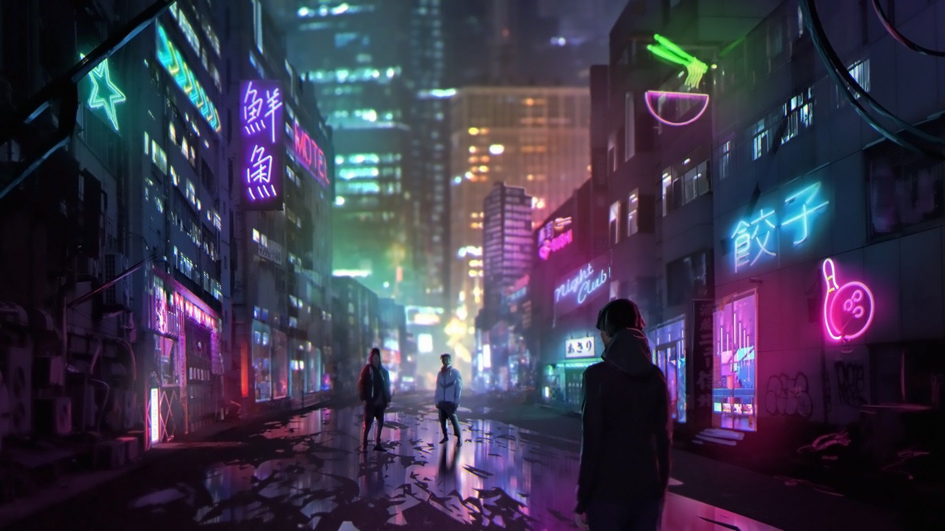 1920x1080 Futuristic cyberpunk anime city